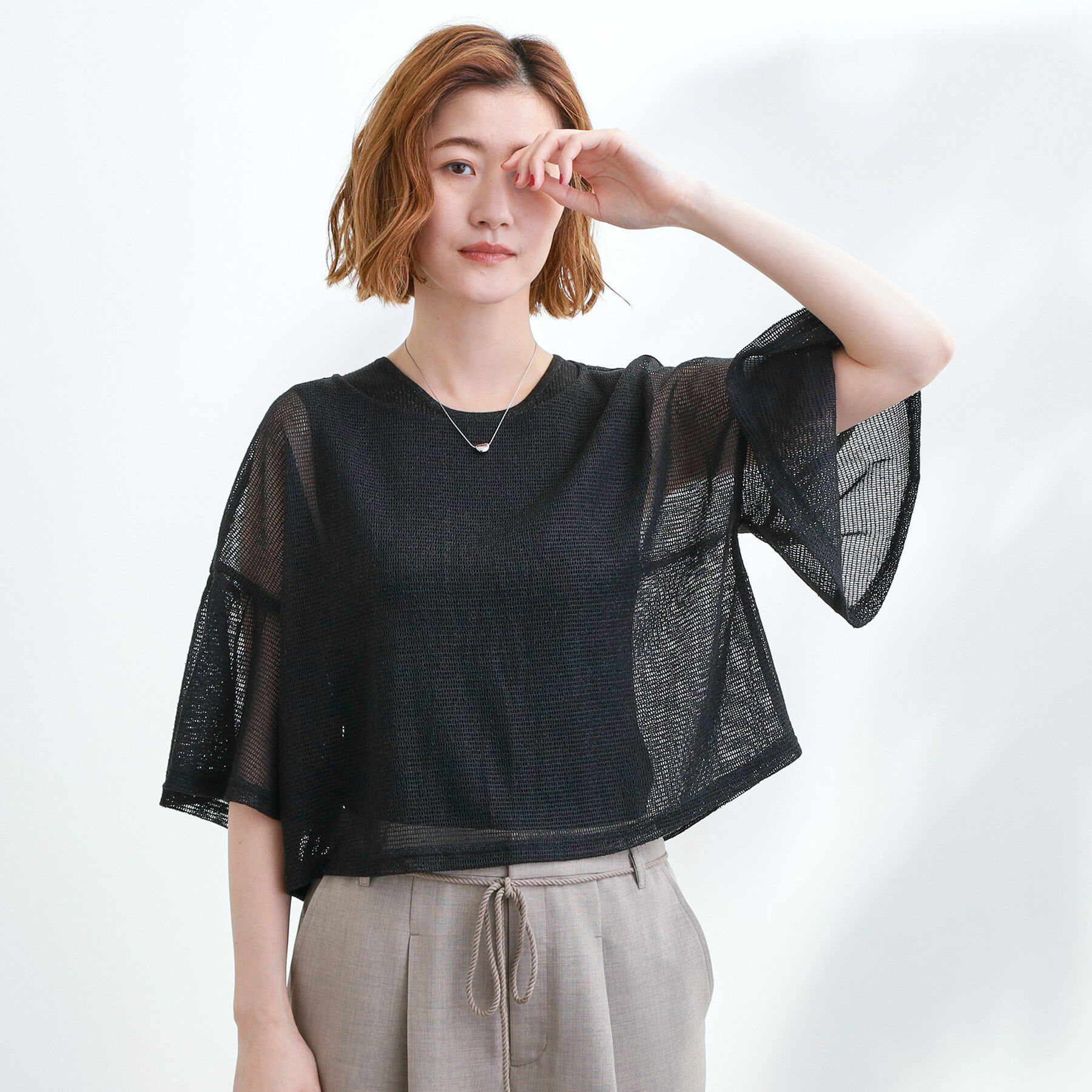 grove「着回し◎夏に嬉しいSET　メッシュブラウス&times;フレアワンピース」|ワンピース|