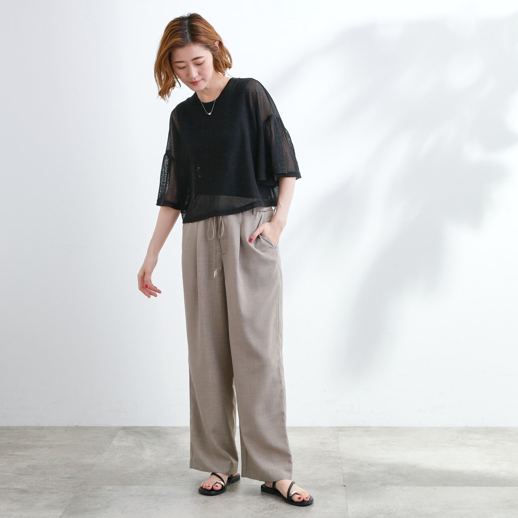 grove「着回し◎夏に嬉しいSET　メッシュブラウス&times;フレアワンピース」|ワンピース|