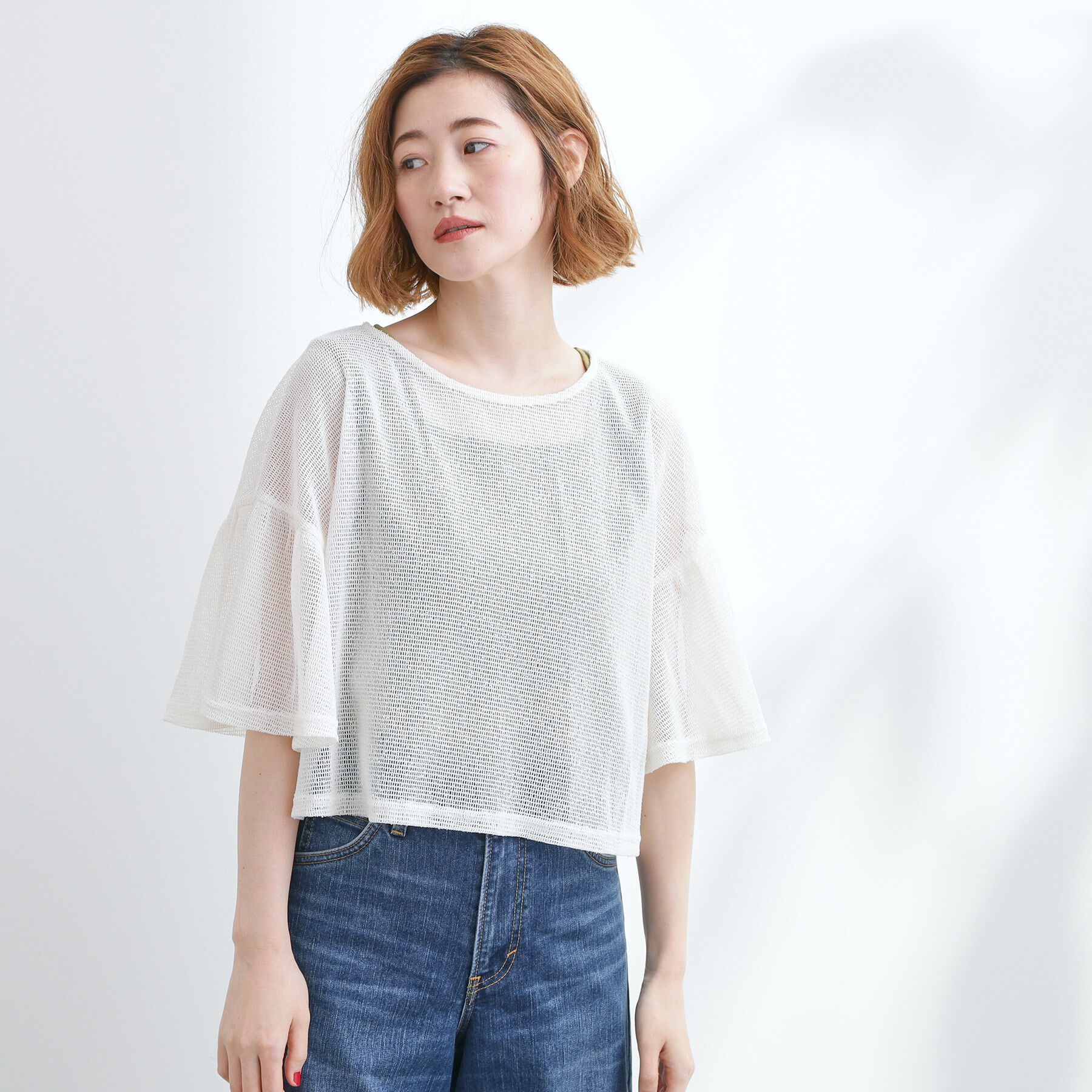 grove「着回し◎夏に嬉しいSET　メッシュブラウス&times;フレアワンピース」|ワンピース|