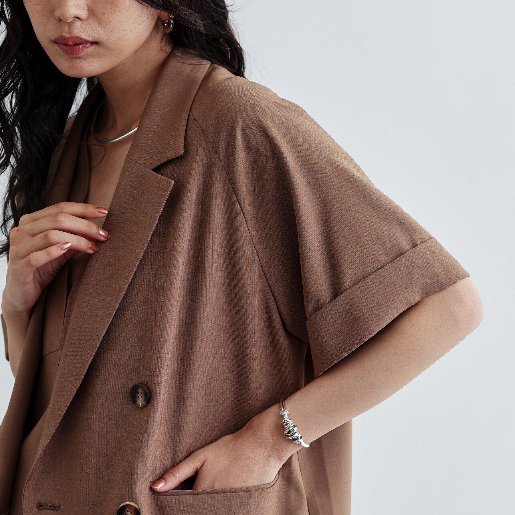 GALLEST「【セットアップ対応】イージーダブルブレスト半袖ジャケット」|テーラードジャケット|