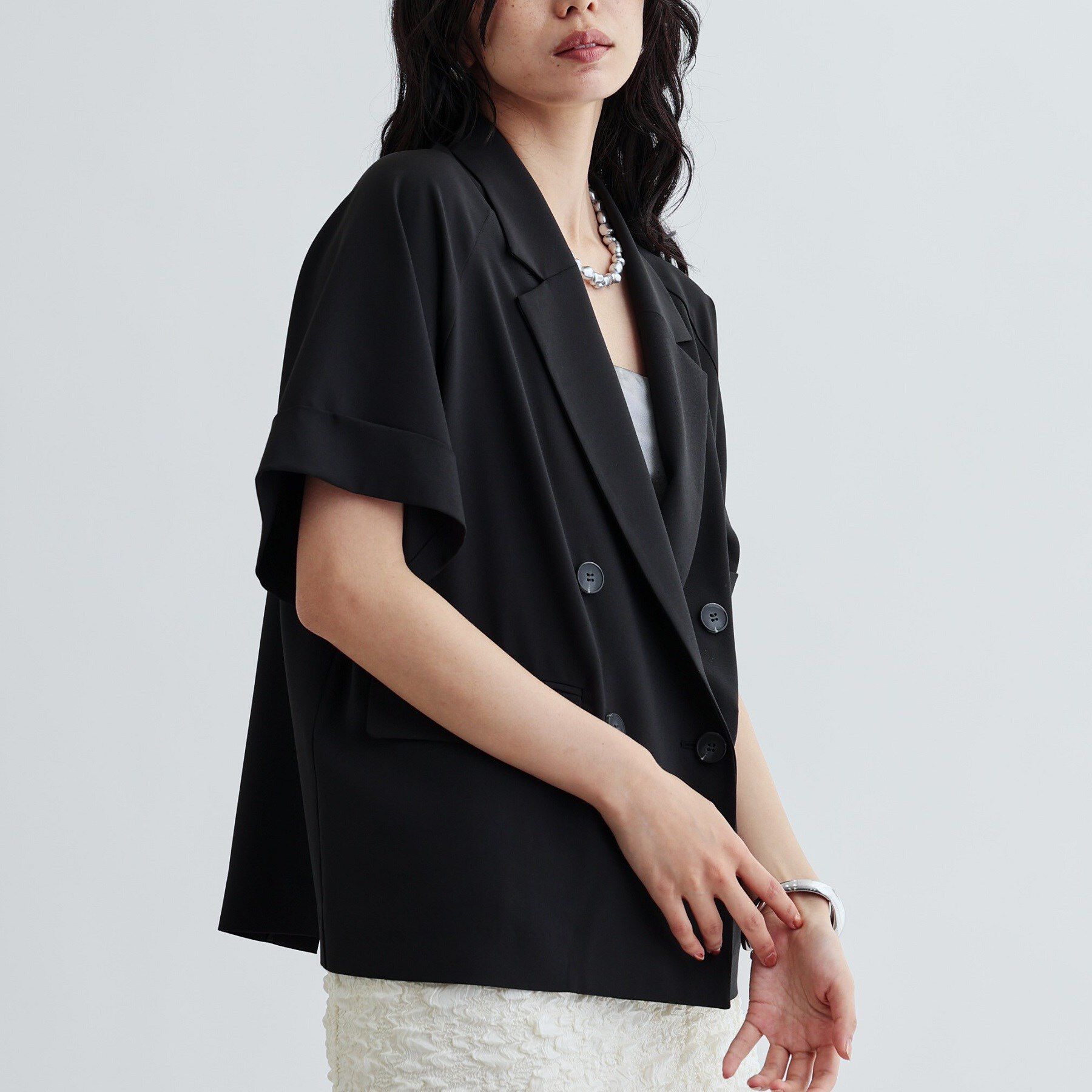 GALLEST「【セットアップ対応】イージーダブルブレスト半袖ジャケット」|テーラードジャケット|