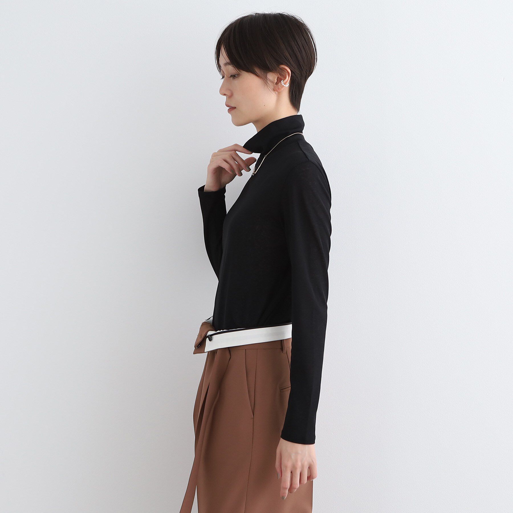 INDIVI「【洗える】ハイネックカットソートップス」|Tシャツ・カットソー|