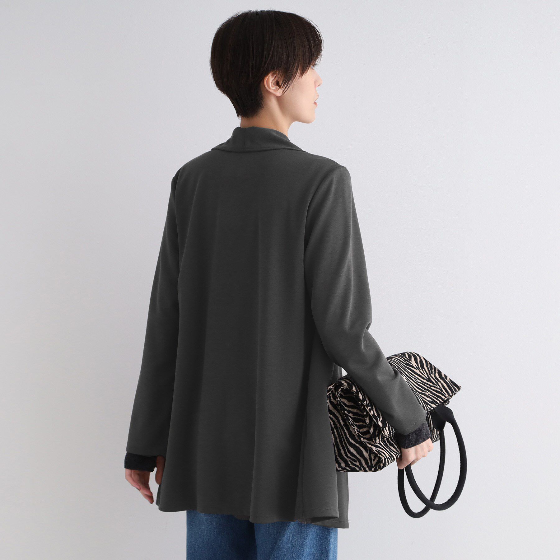 INDIVI「【洗える】ショールカラーきれいめジャージジャケット」|テーラードジャケット|