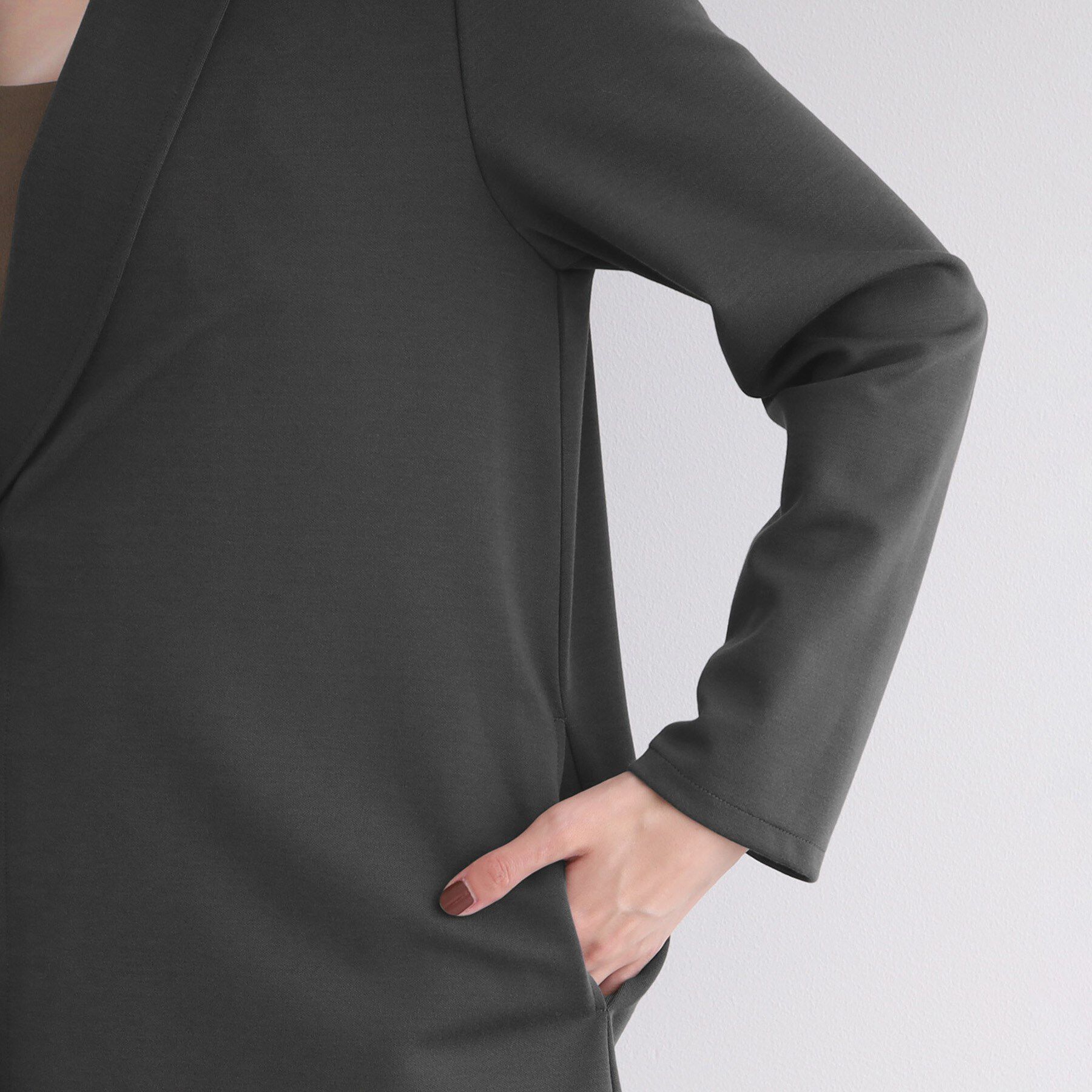 INDIVI「【洗える】ショールカラーきれいめジャージジャケット」|テーラードジャケット|