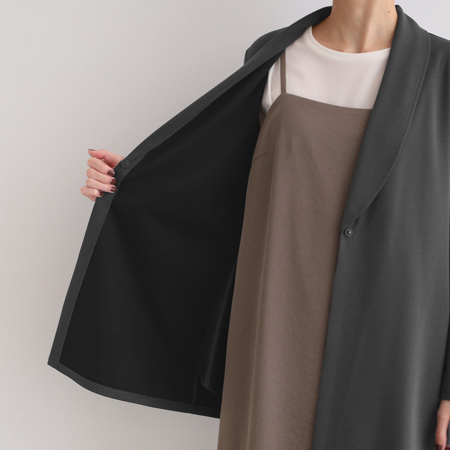 INDIVI「【洗える】ショールカラーきれいめジャージジャケット」|テーラードジャケット|