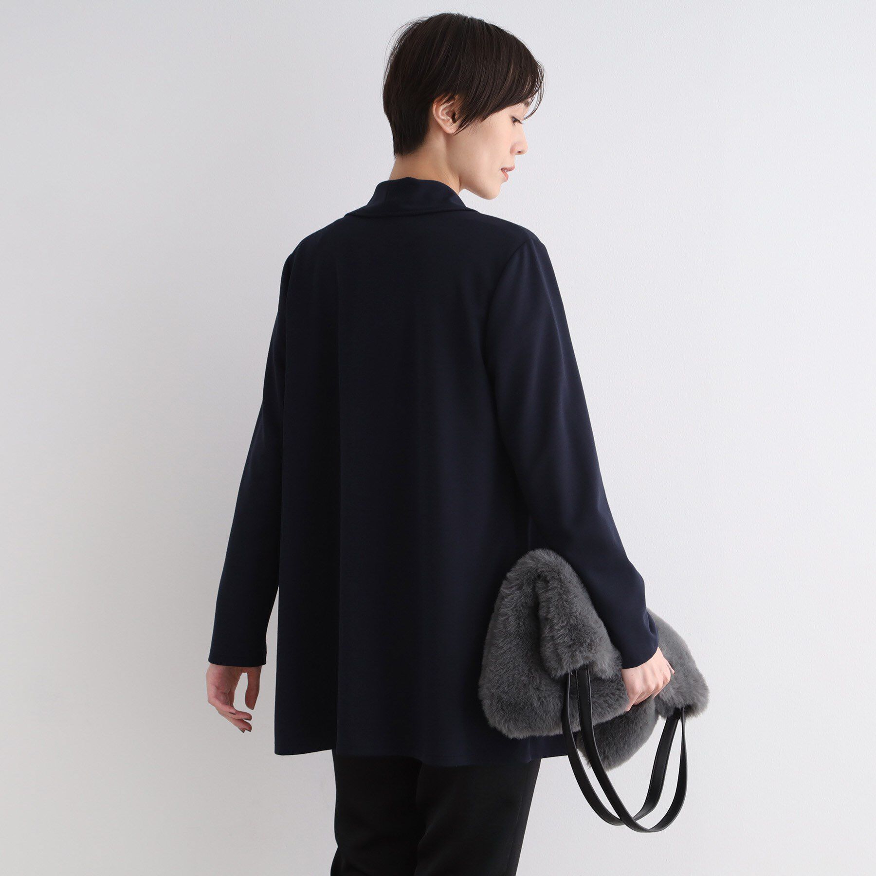 INDIVI「【洗える】ショールカラーきれいめジャージジャケット」|テーラードジャケット|