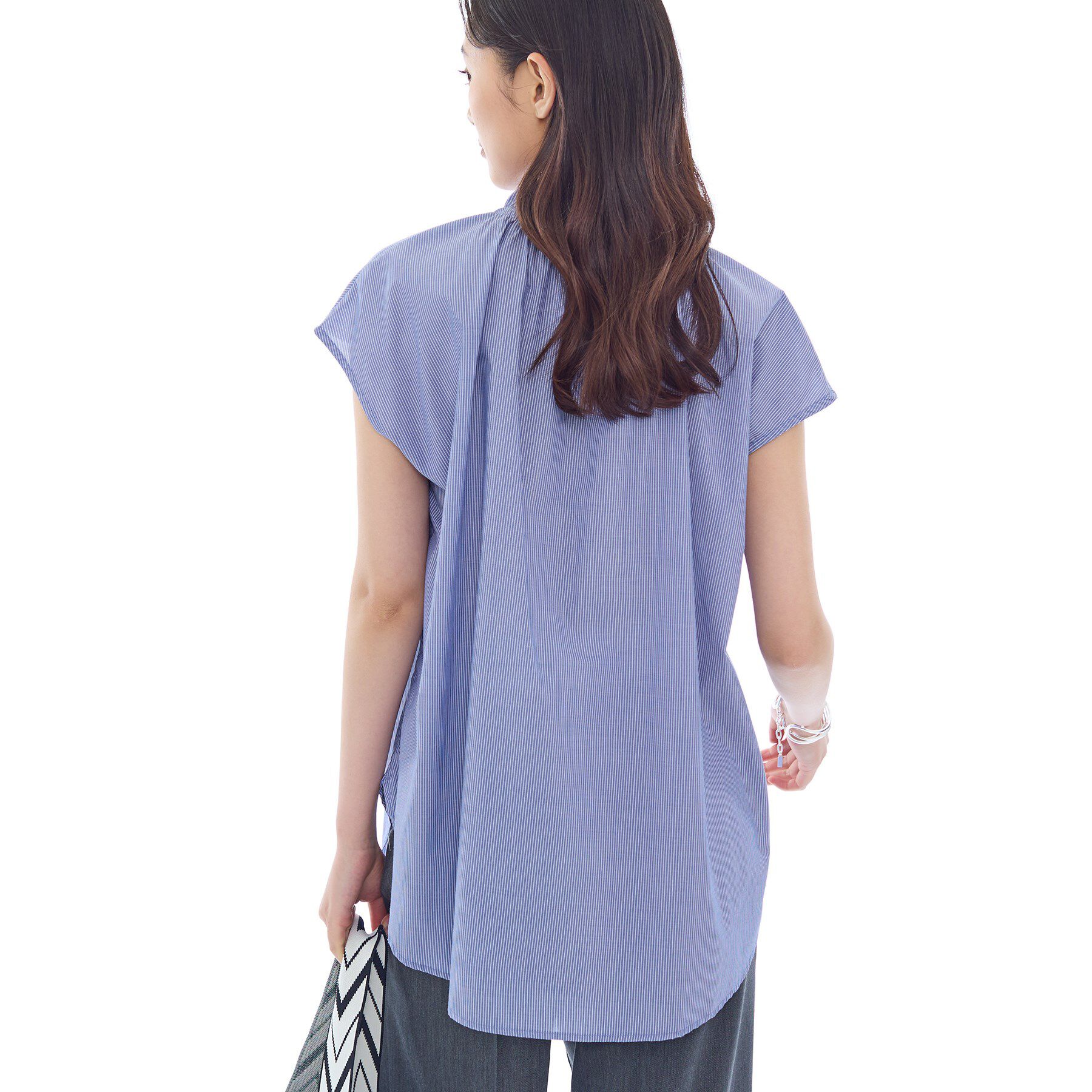 INDIVI「フリル衿ギャザーブラウス」|シャツ・ブラウス|