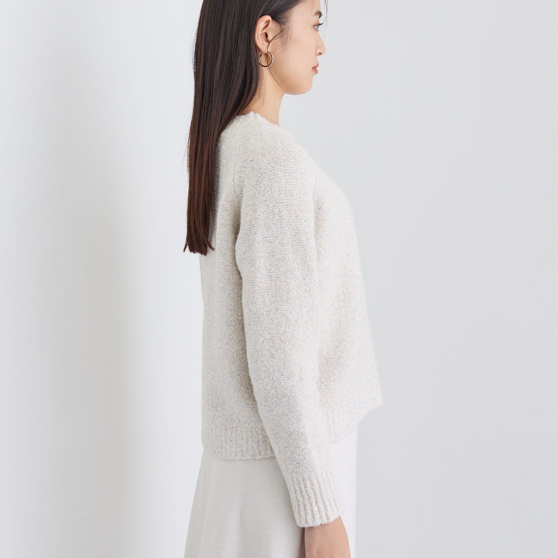 INDIVI「【洗える／ラメ／意匠感】ミックスブークレニット」|ニット・セーター|