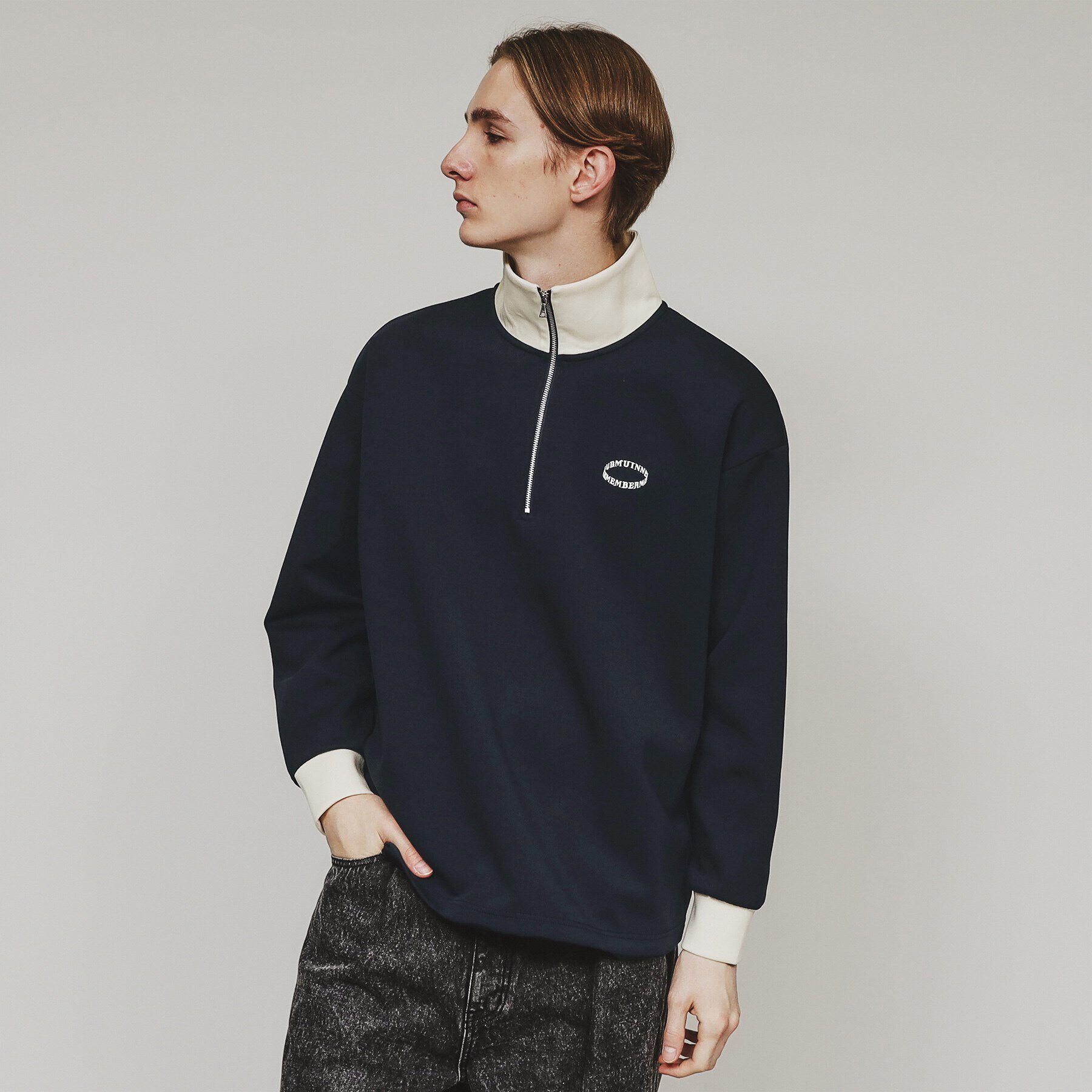 tk.TAKEO KIKUCHI「配色ハーフジップカットソー」|Tシャツ・カットソー|ネイビー(594)