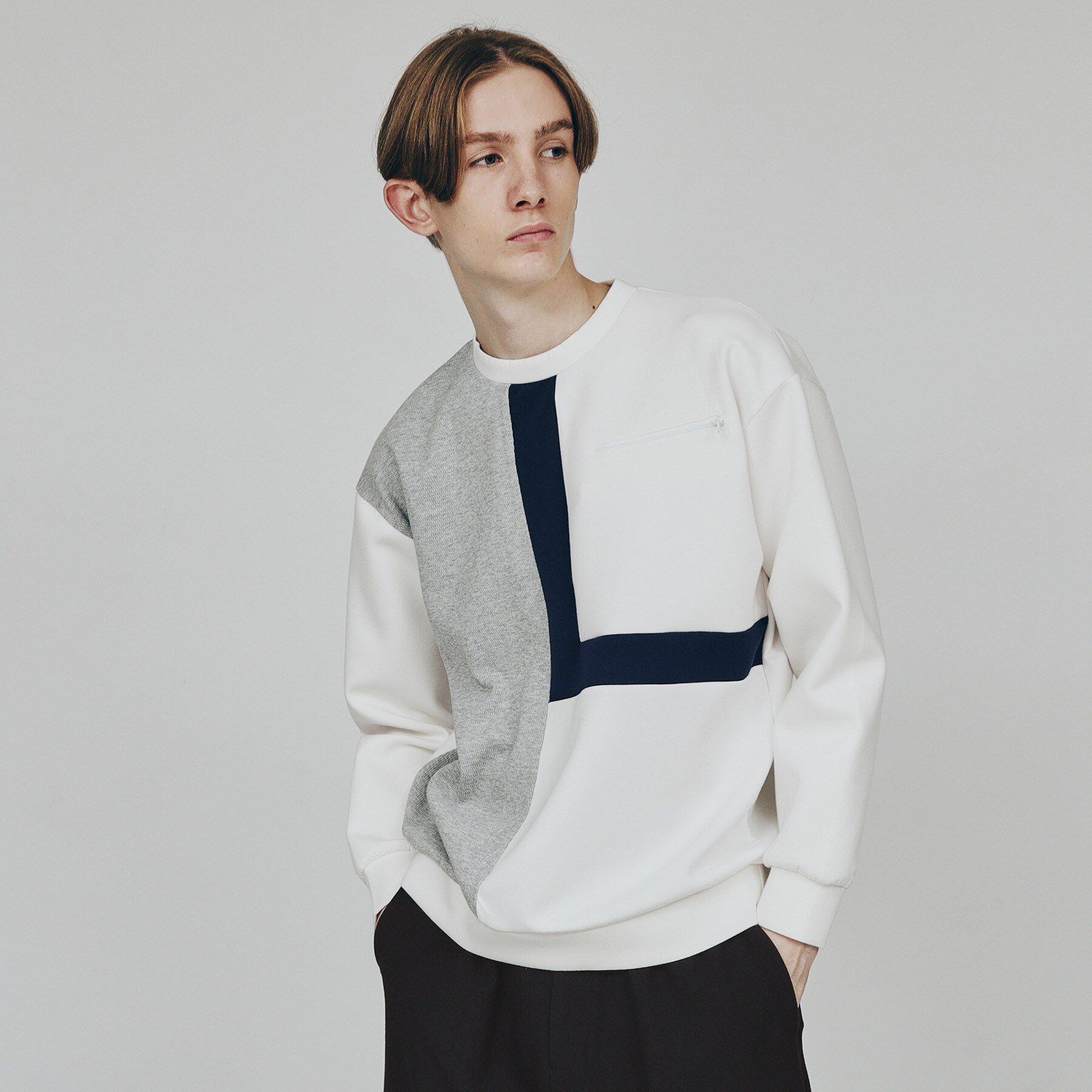 tk.TAKEO KIKUCHI「L字切替カットソー」|Tシャツ・カットソー|ホワイト(001)