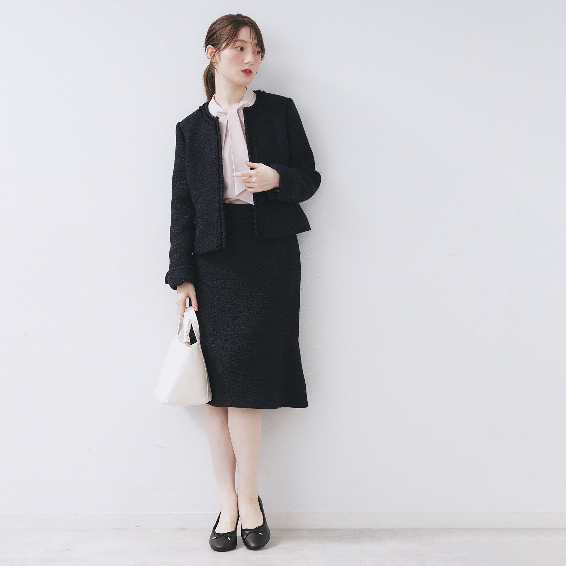 index「≪通勤・セレモニー/セットアップ対応≫ノーカラーツイードジャケット【洗濯機OK】」|ノーカラージャケット|