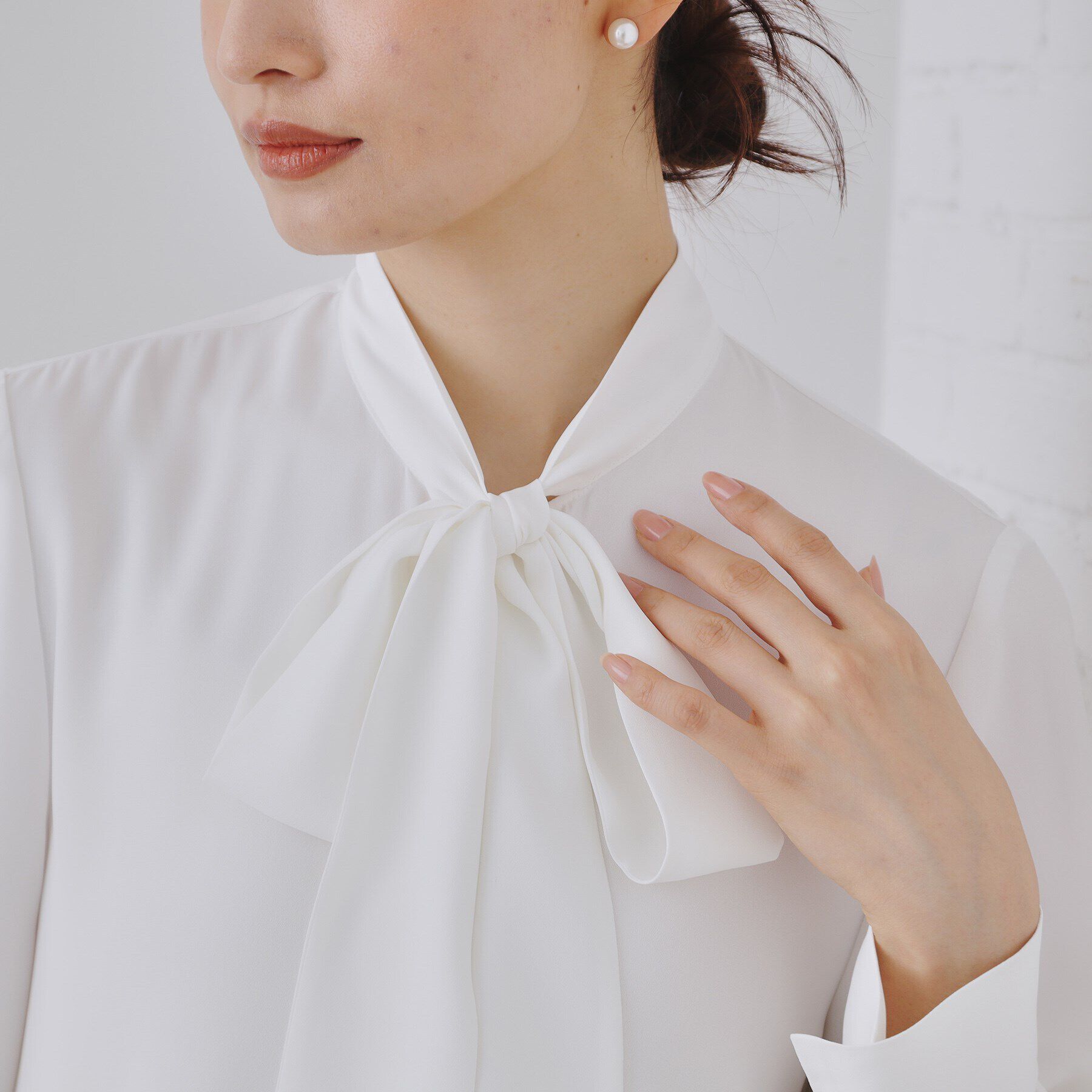 OPAQUE.CLIP「《通勤・セレモニー対応》ボウタイブラウス【洗濯機洗い可】」|シャツ・ブラウス|