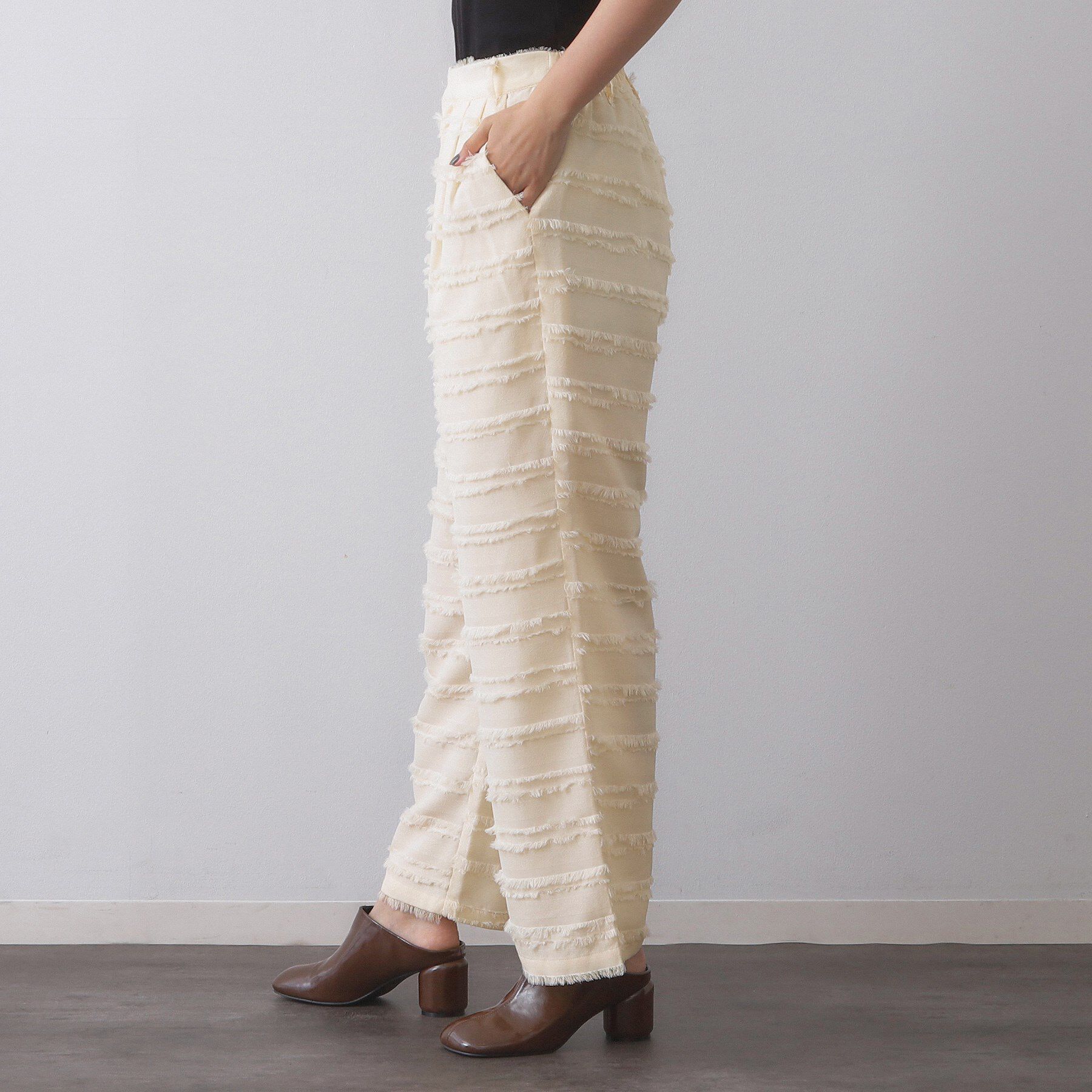 OPAQUE.CLIP「フリンジボーダージャカードワイドパンツ【洗濯機洗い可】」|その他|