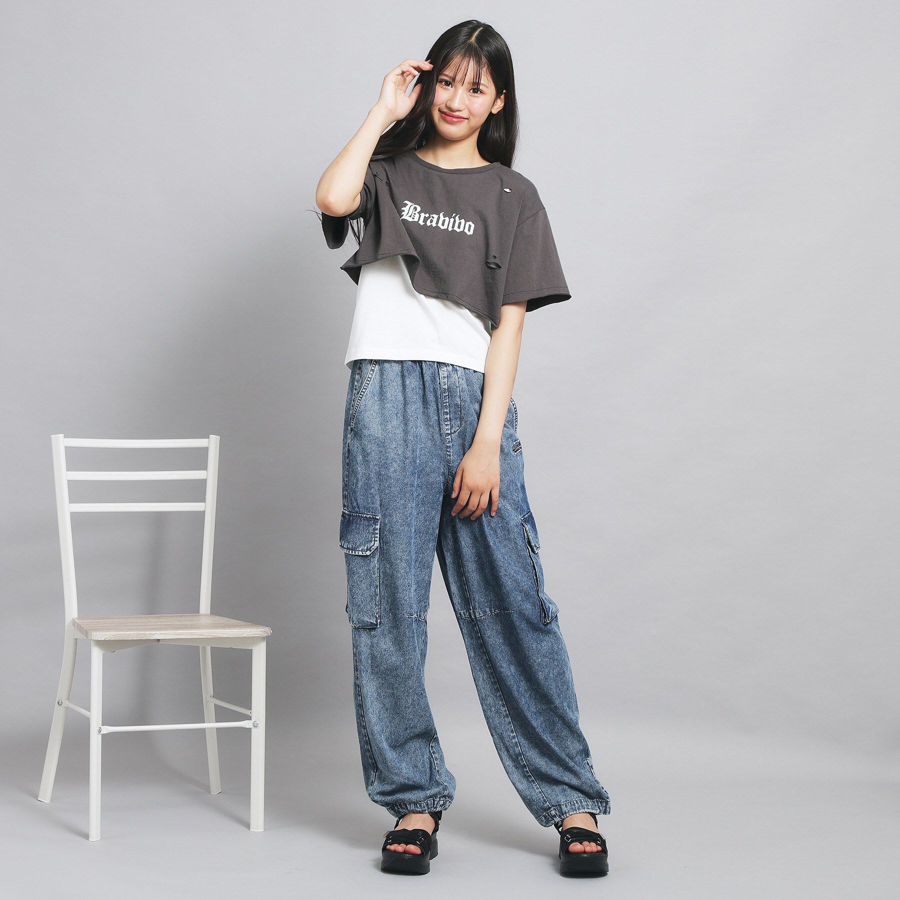 PINK-latte「【セットアイテム】ダメージTシャツ＋タンクセット」|その他|