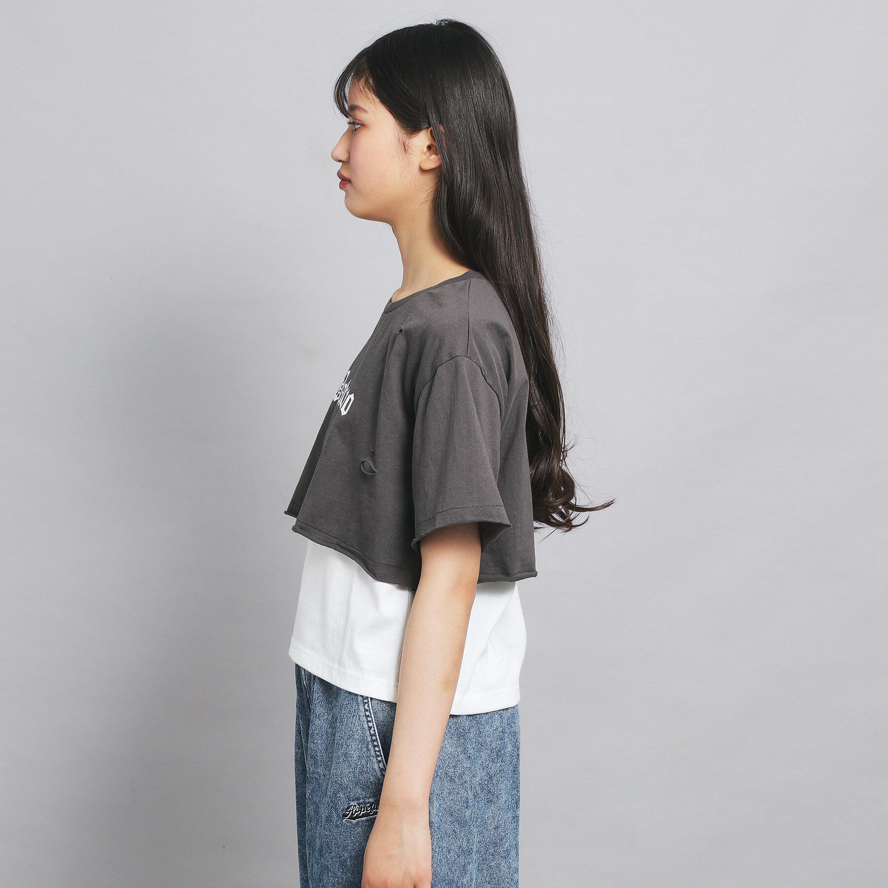 PINK-latte「【セットアイテム】ダメージTシャツ＋タンクセット」|その他|