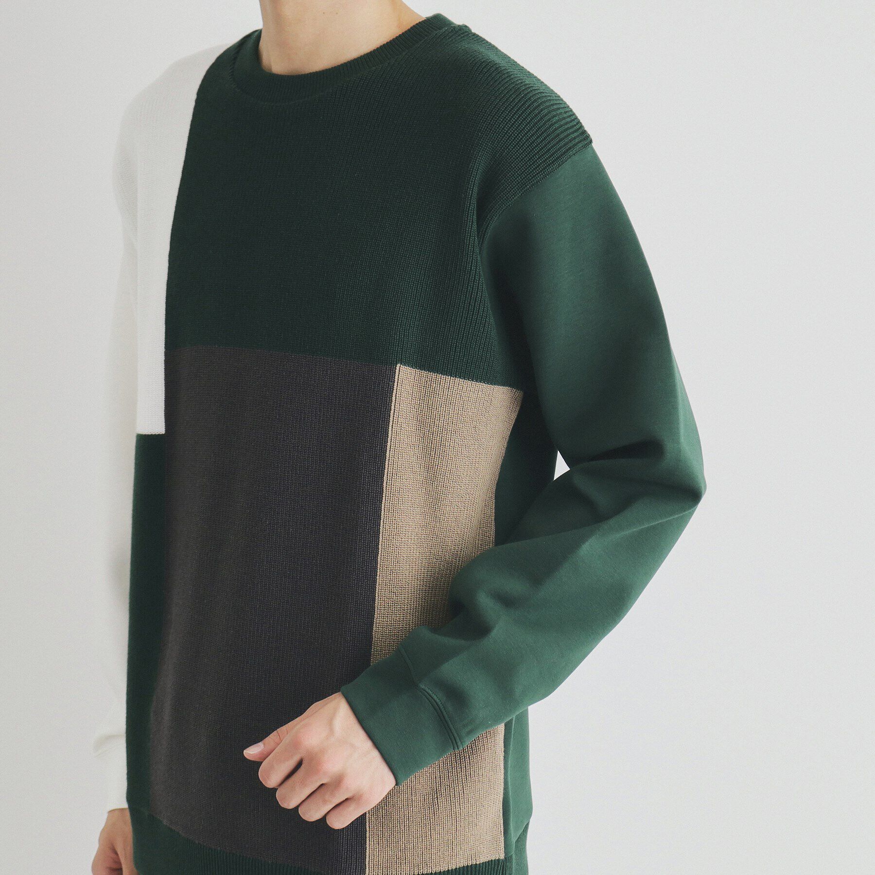 THE SHOP TK「異素材ブロッキングニットプルオーバー」|ニット・セーター|