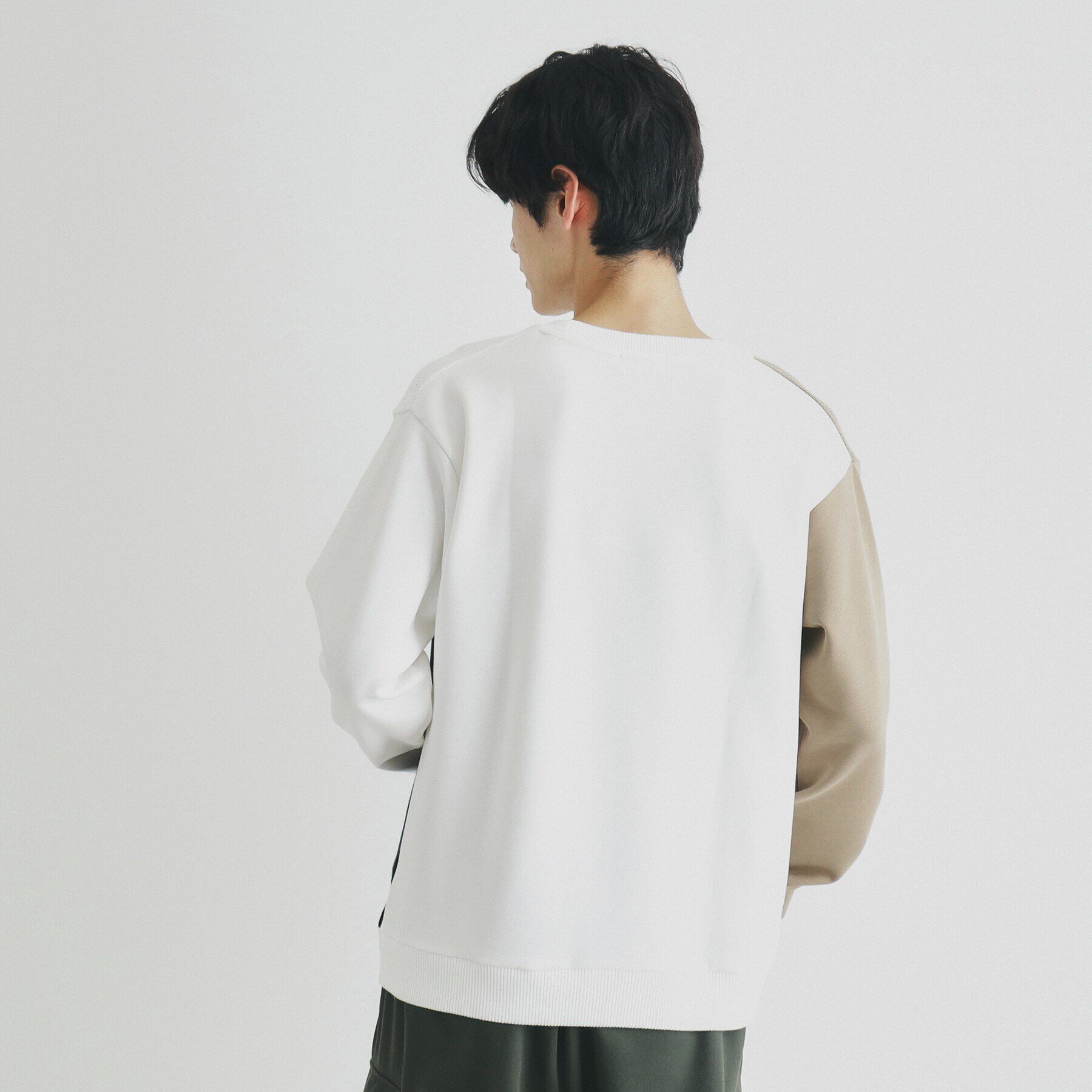 THE SHOP TK「異素材ブロッキングニットプルオーバー」|ニット・セーター|