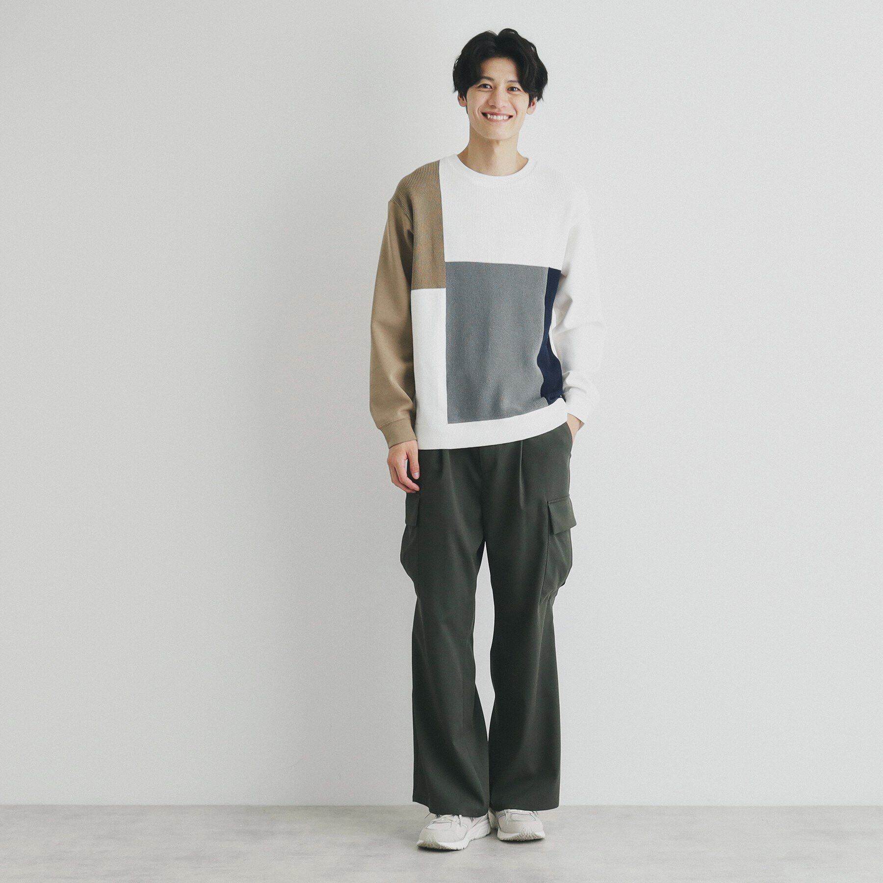 THE SHOP TK「異素材ブロッキングニットプルオーバー」|ニット・セーター|