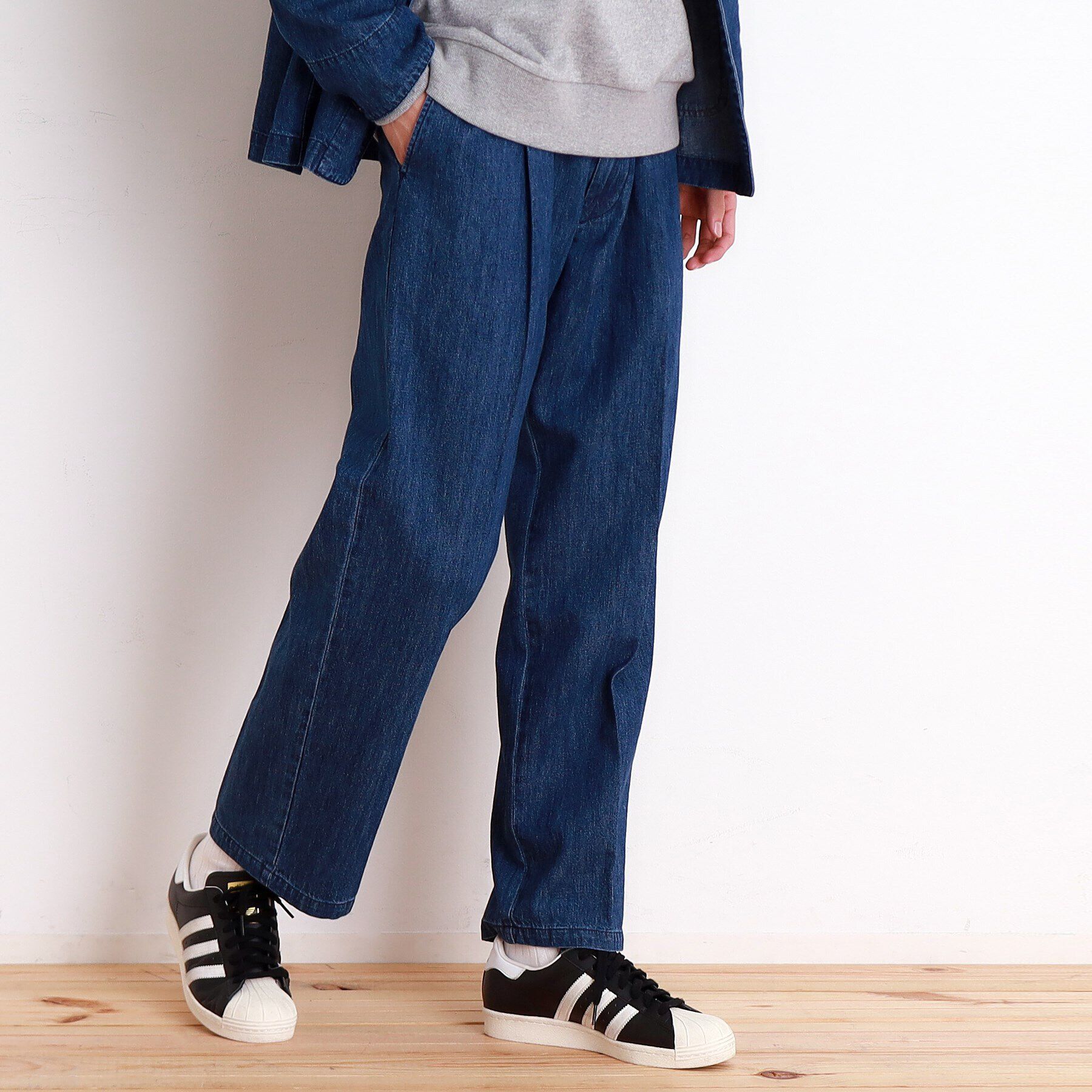 THE SHOP TK「綿麻デニムワイドイージーパンツ　セットアップ可」|その他|ネイビー(094)