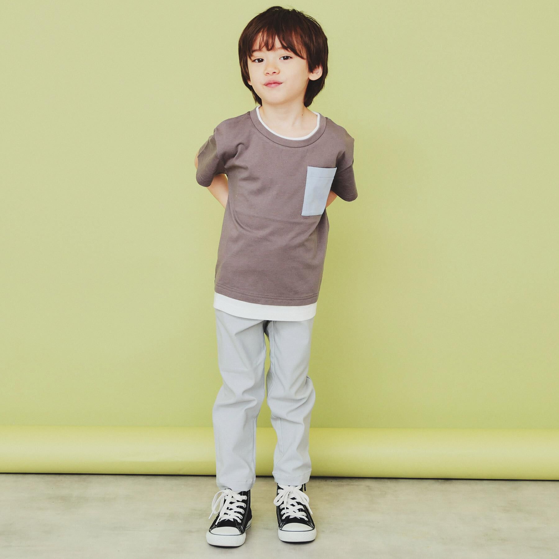 THE SHOP TK「【110-160】レイヤー風ポケットTシャツ/洗濯機OK」|Tシャツ・カットソー|