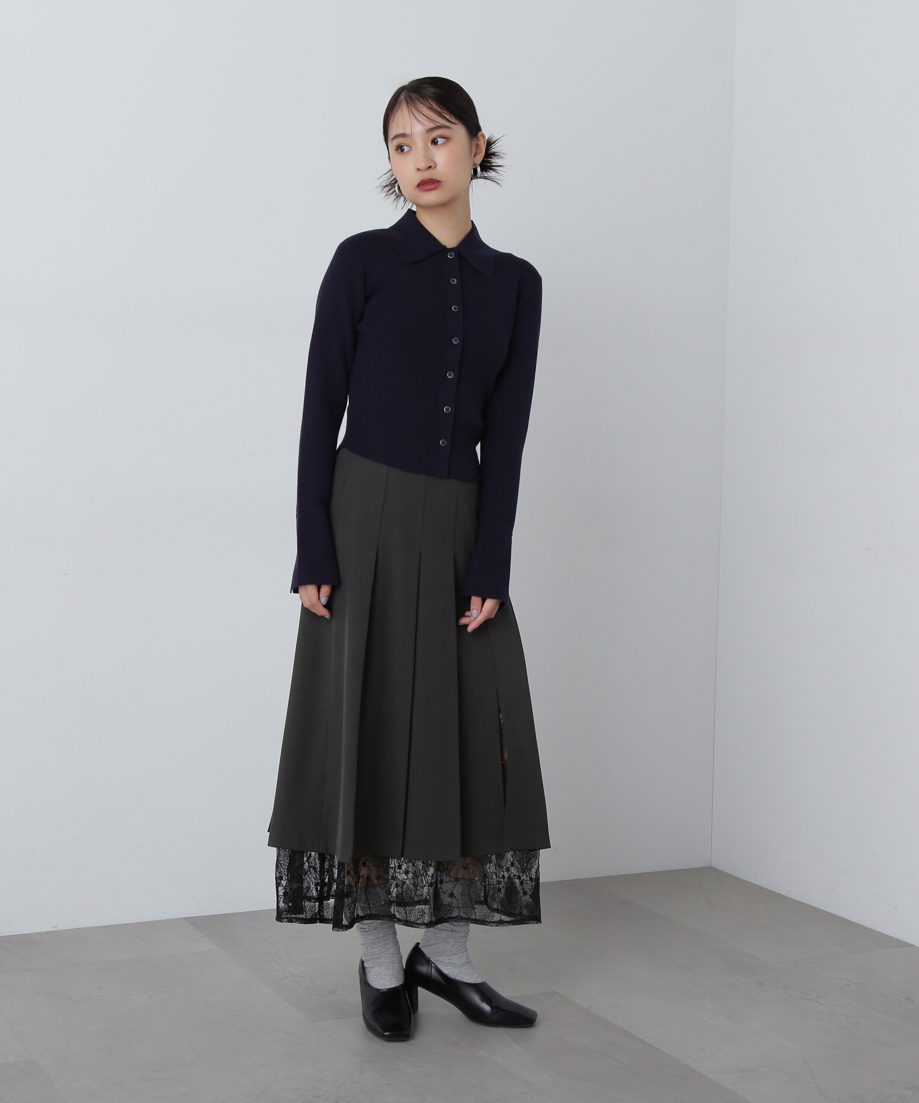  「レースレイヤードプリーツスカート」|スカート|