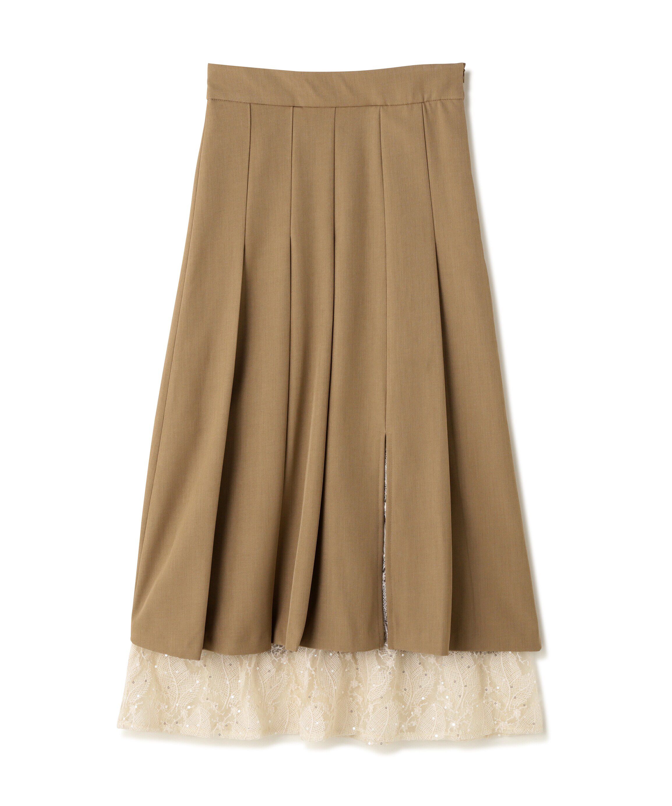  「レースレイヤードプリーツスカート」|スカート|