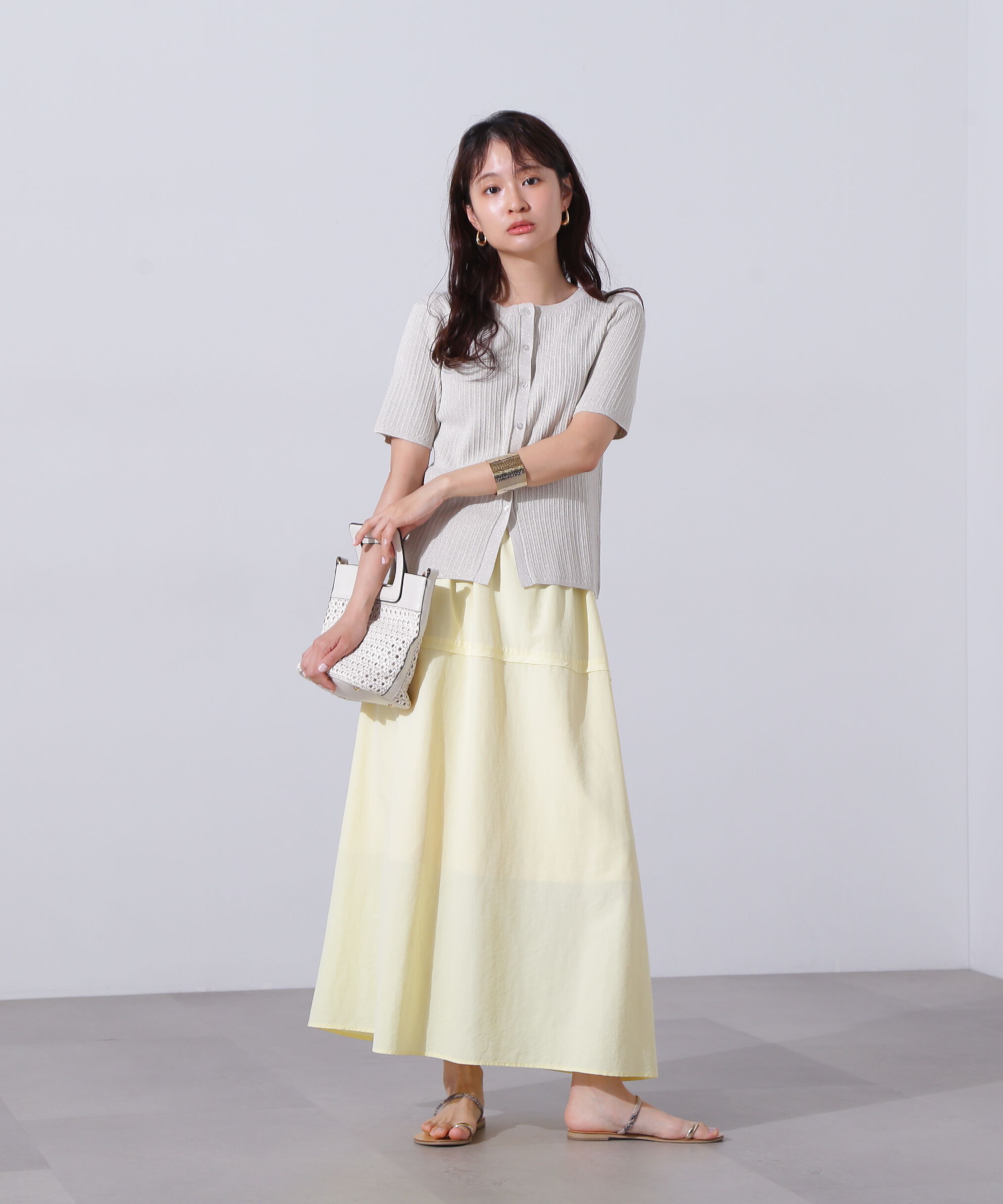  「アイレット柄ラメカーディガン」|ニット・セーター|