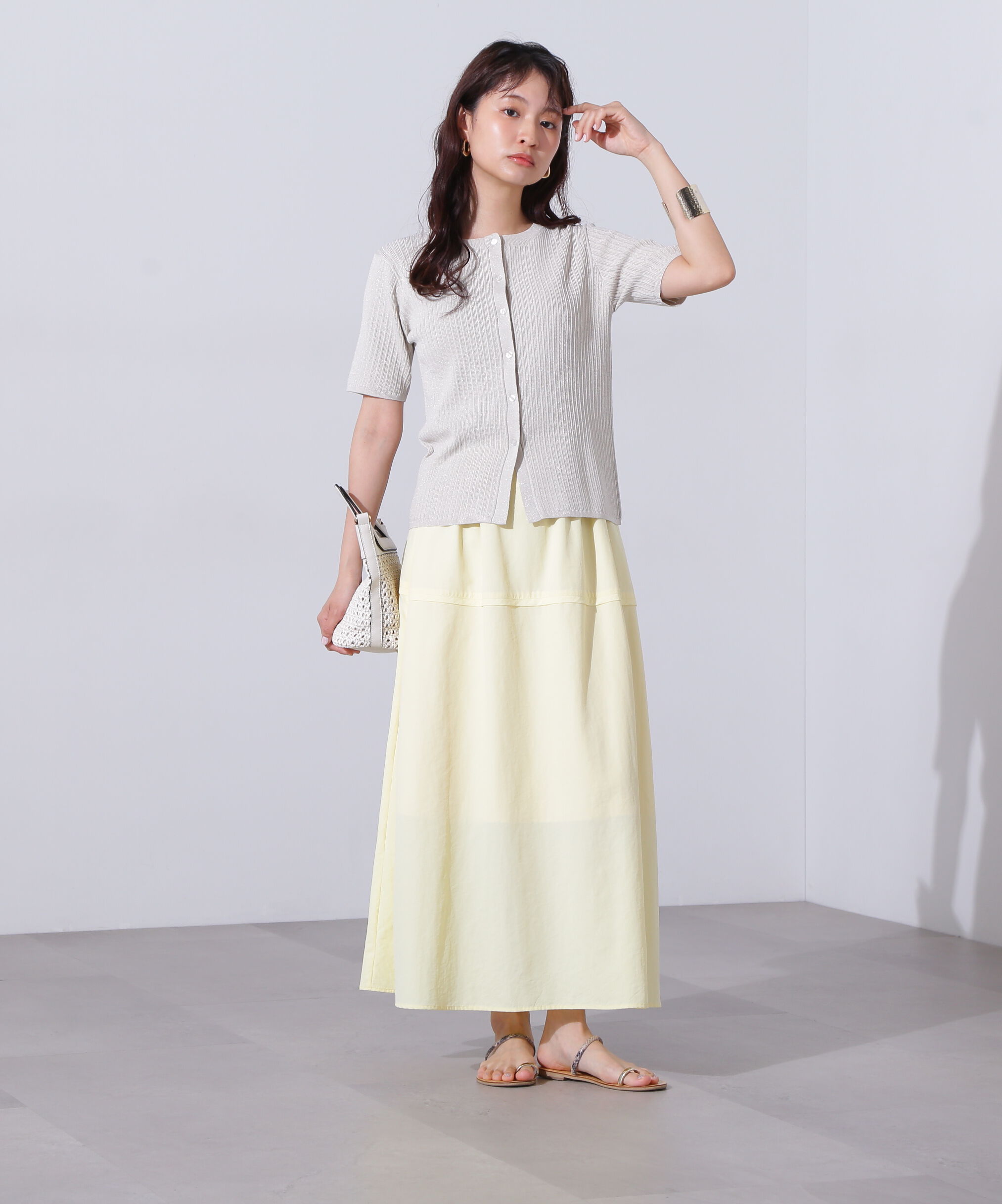  「アイレット柄ラメカーディガン」|ニット・セーター|