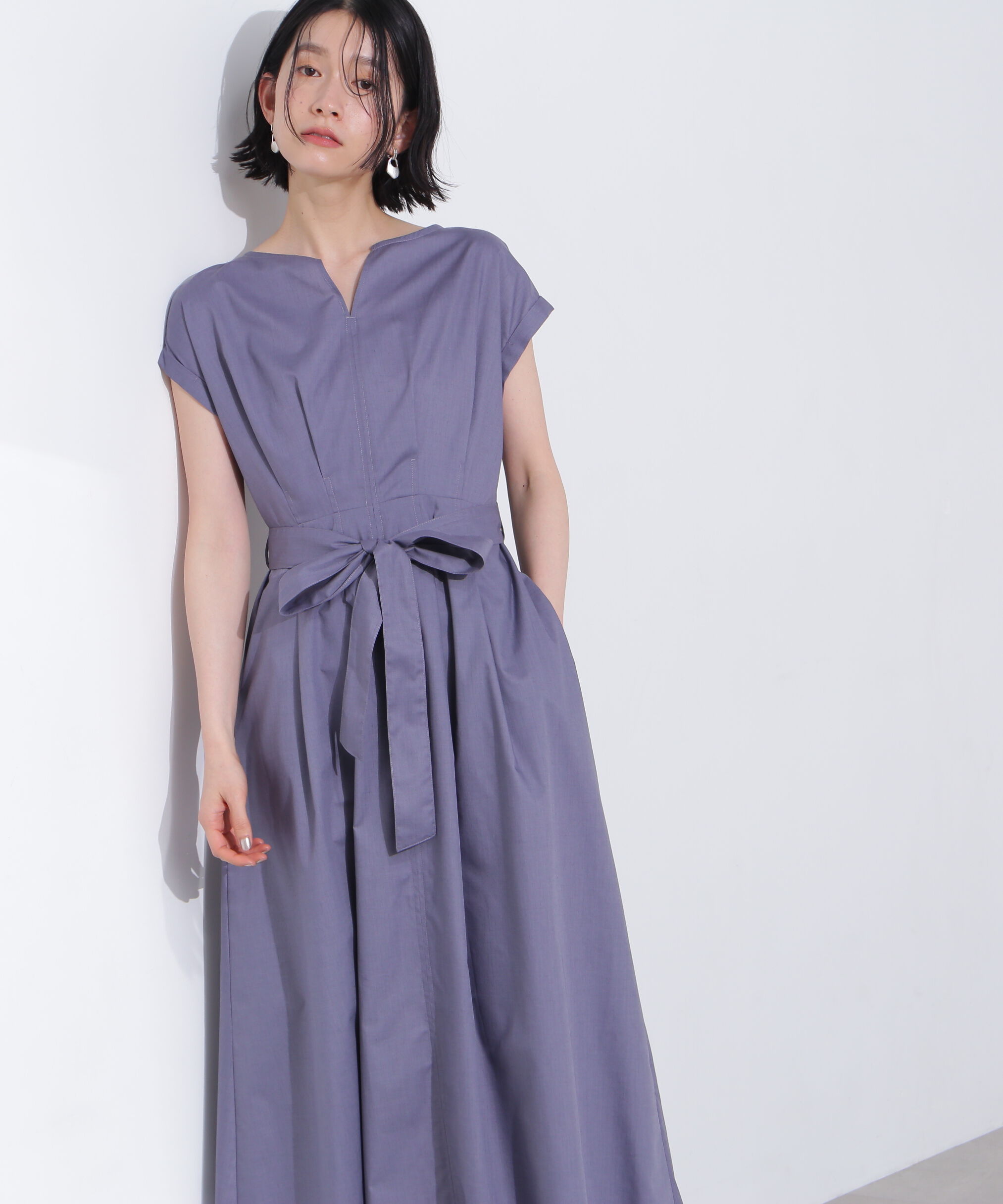  「タックウエストリボンワンピース」|ワンピース|