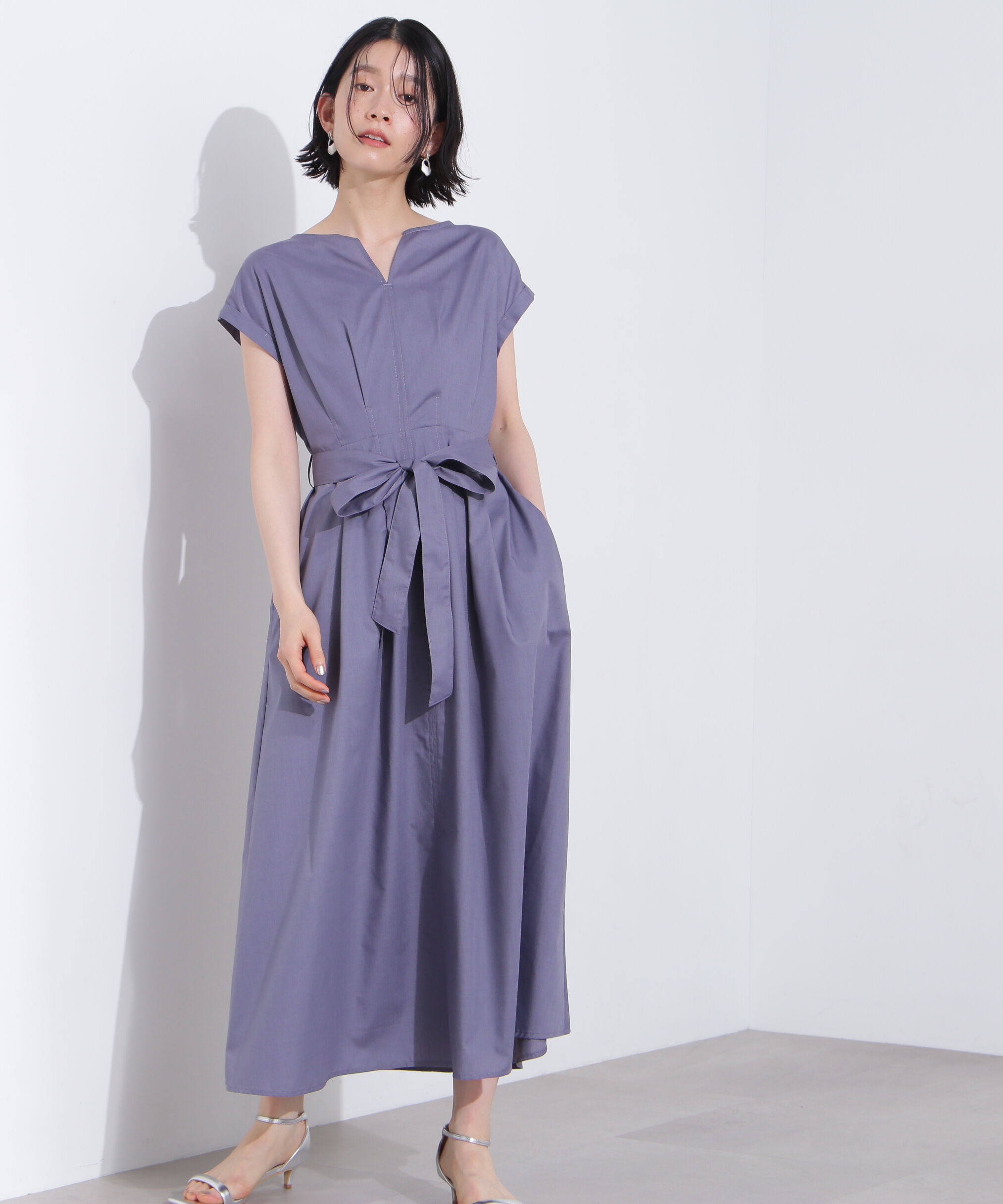  「タックウエストリボンワンピース」|ワンピース|