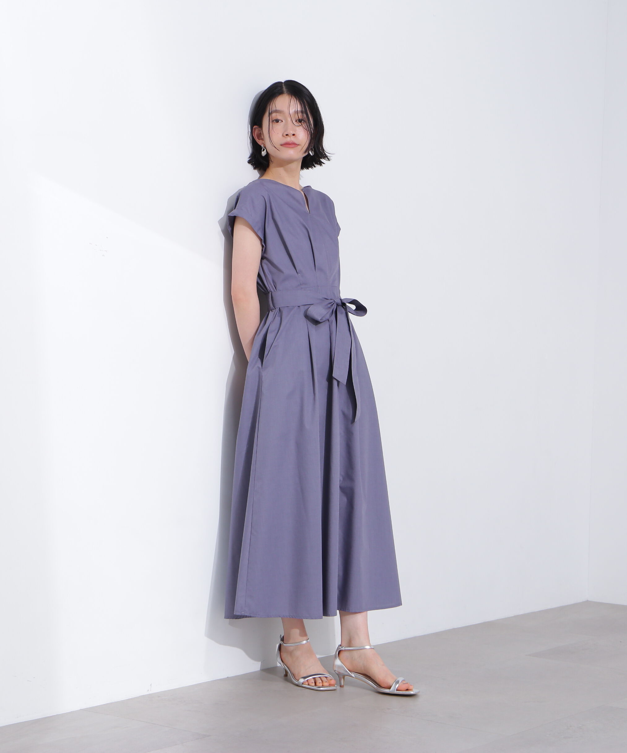  「タックウエストリボンワンピース」|ワンピース|