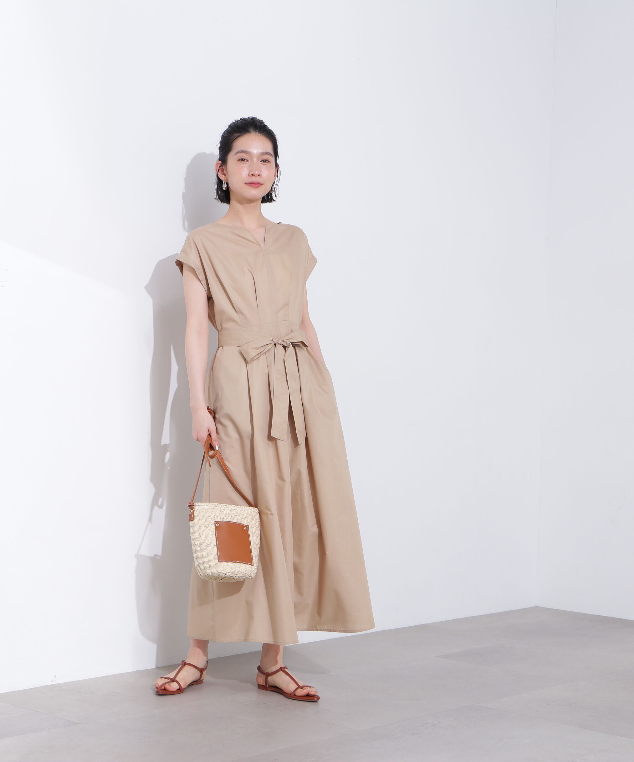  「タックウエストリボンワンピース」|ワンピース|