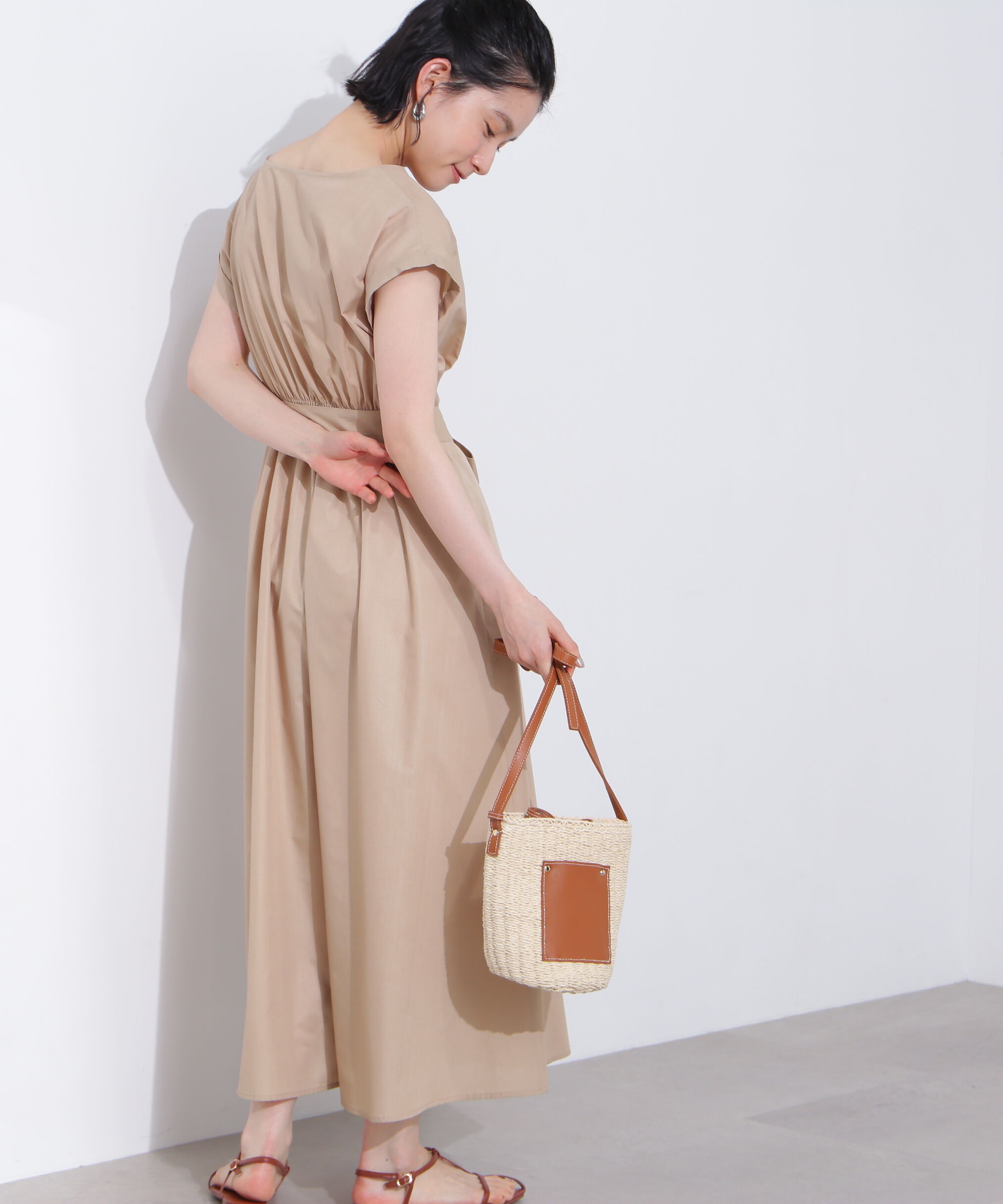  「タックウエストリボンワンピース」|ワンピース|