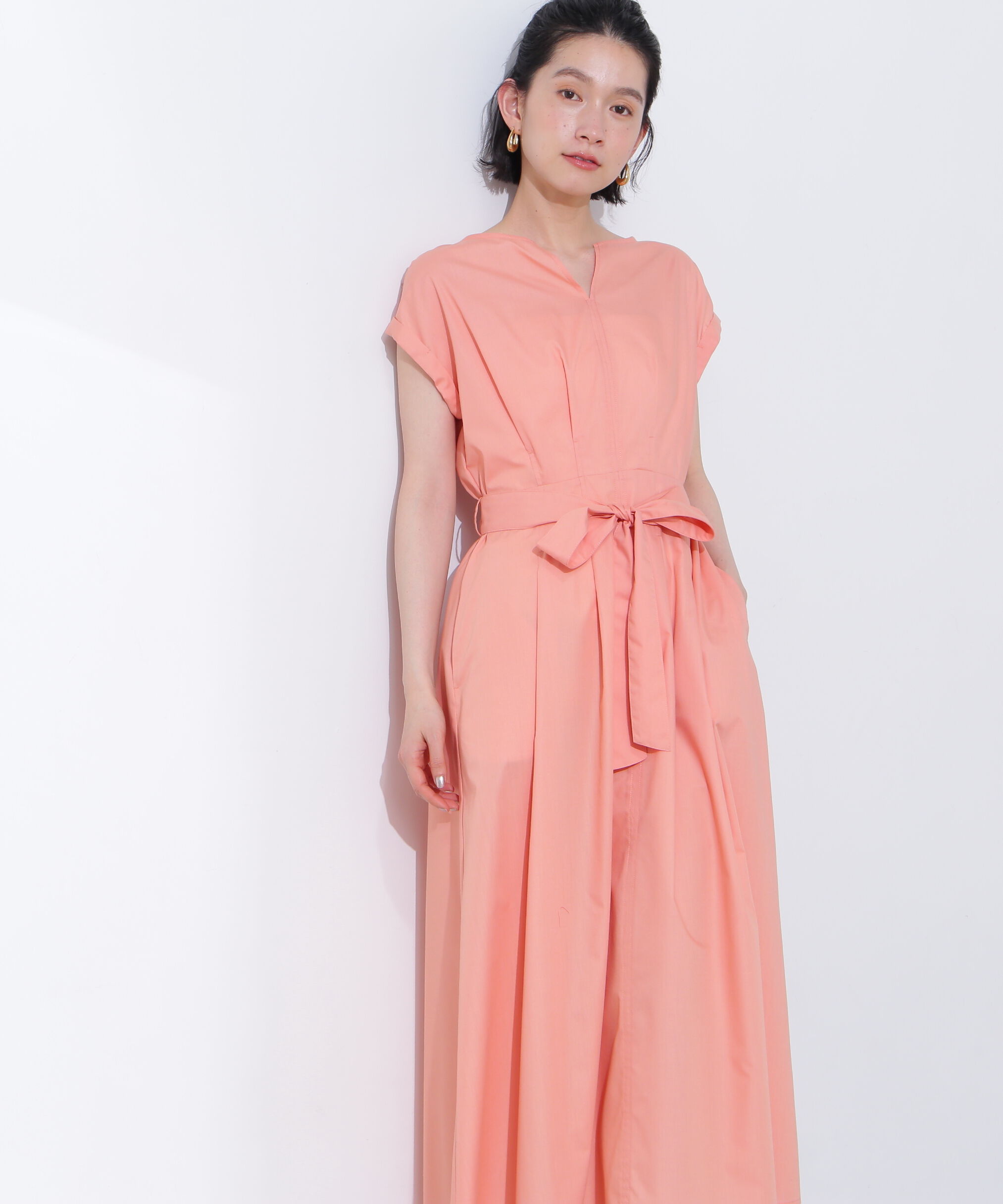  「タックウエストリボンワンピース」|ワンピース|