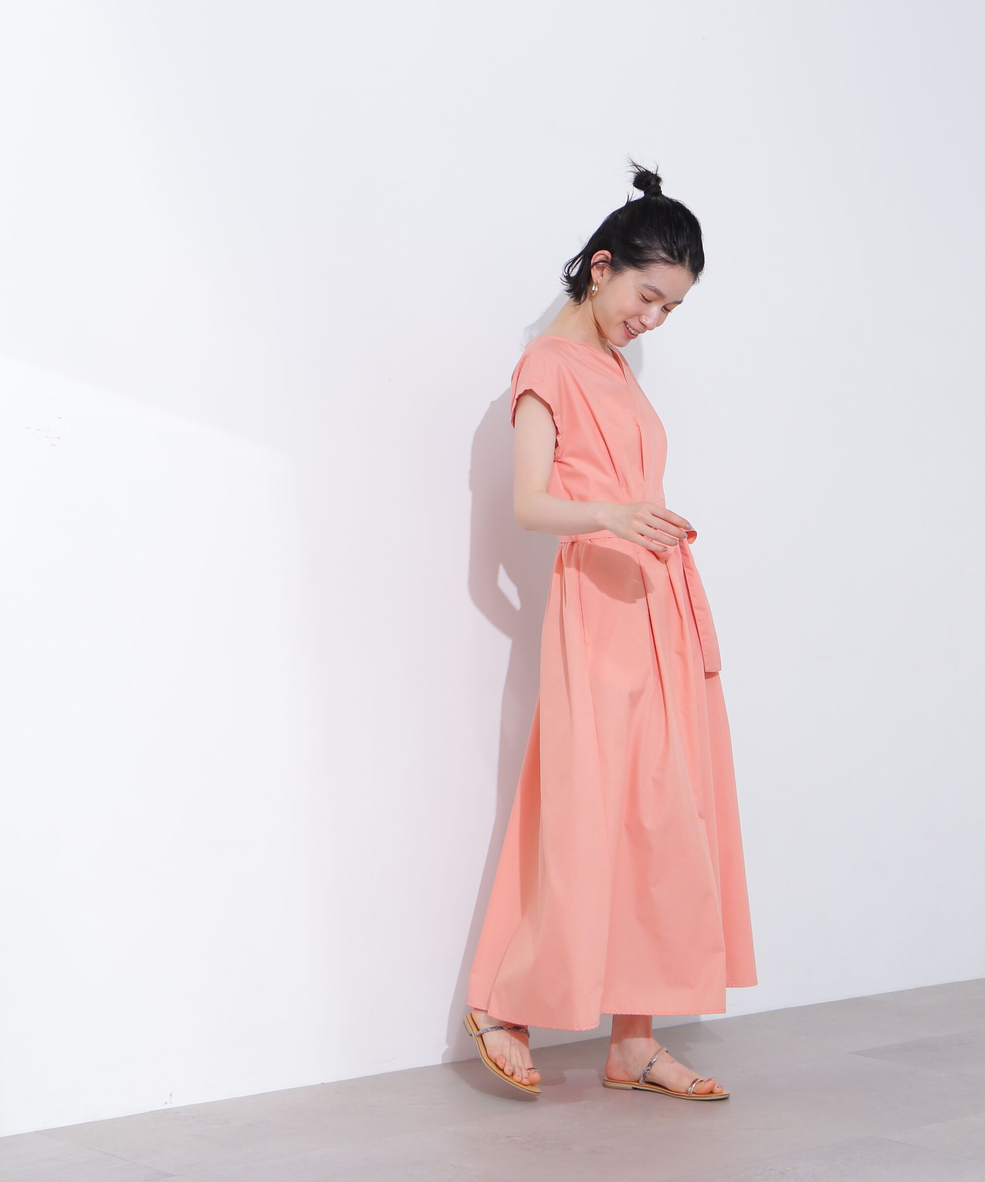  「タックウエストリボンワンピース」|ワンピース|