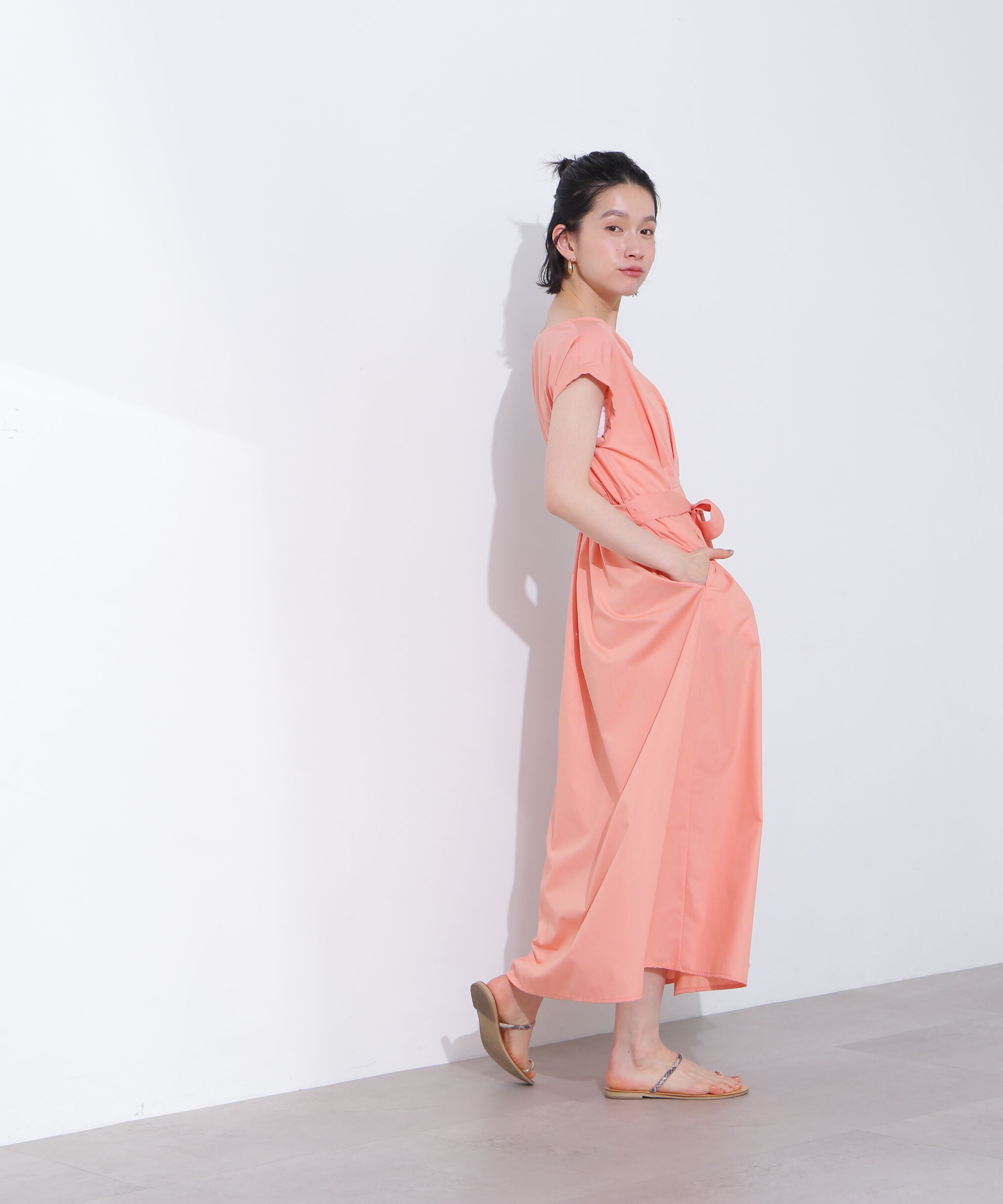  「タックウエストリボンワンピース」|ワンピース|