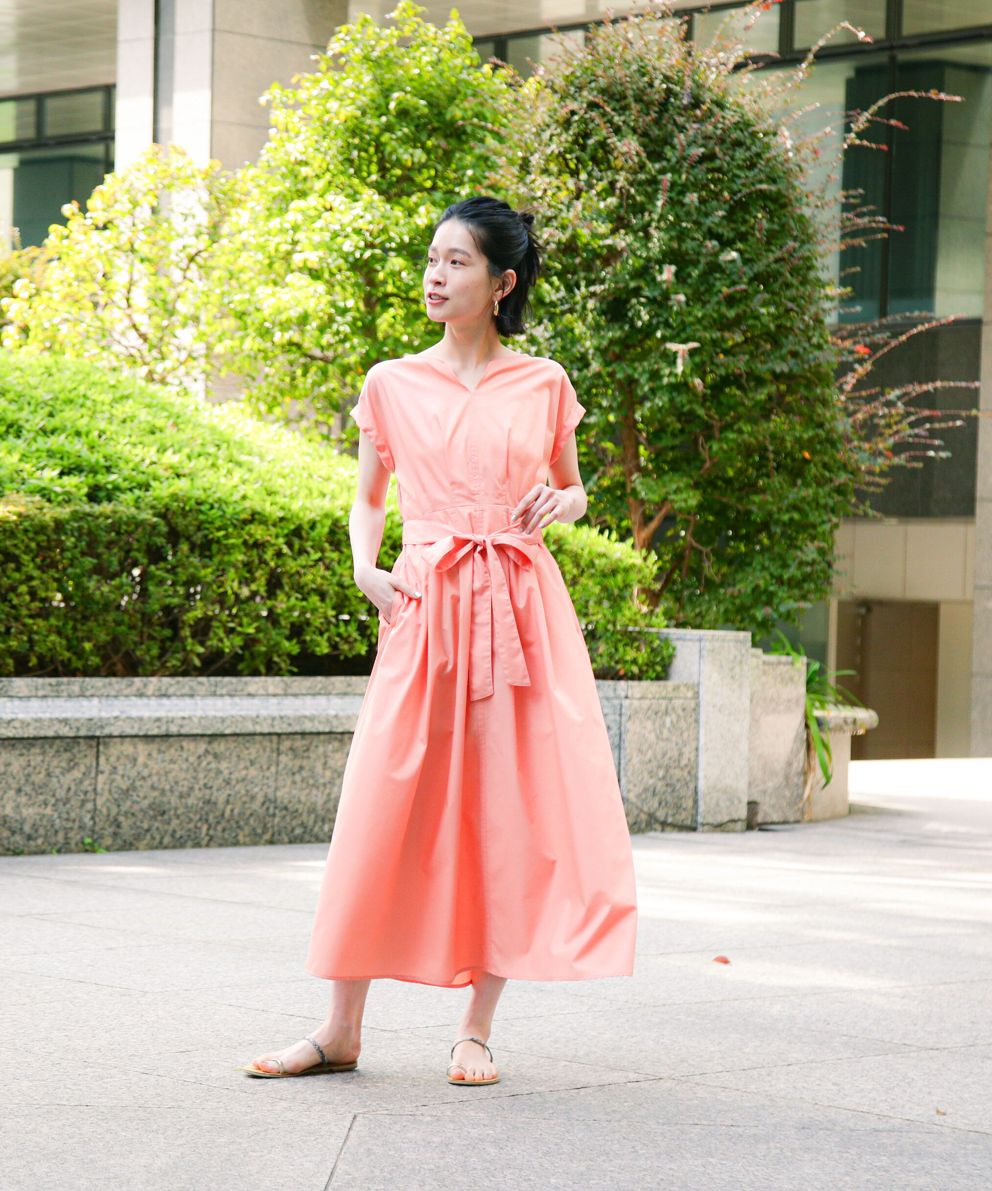  「タックウエストリボンワンピース」|ワンピース|