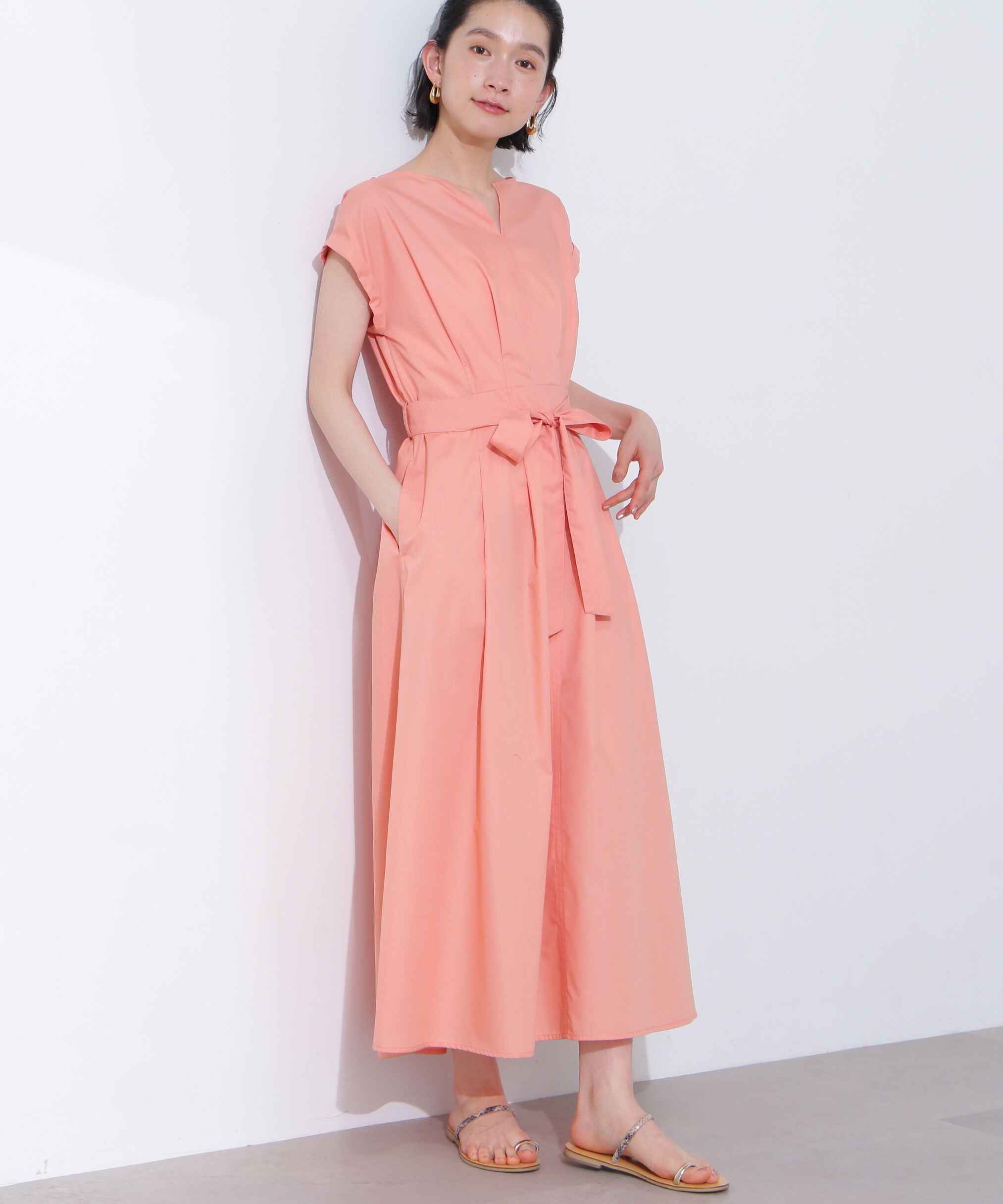  「タックウエストリボンワンピース」|ワンピース|