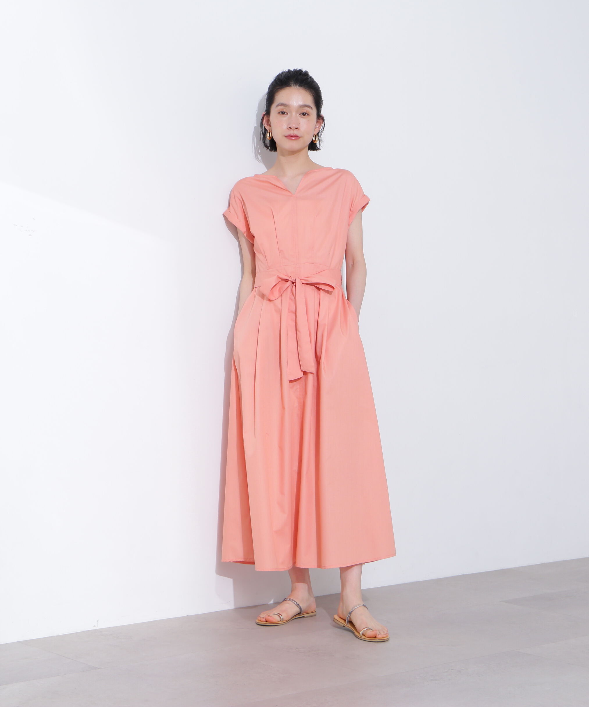  「タックウエストリボンワンピース」|ワンピース|