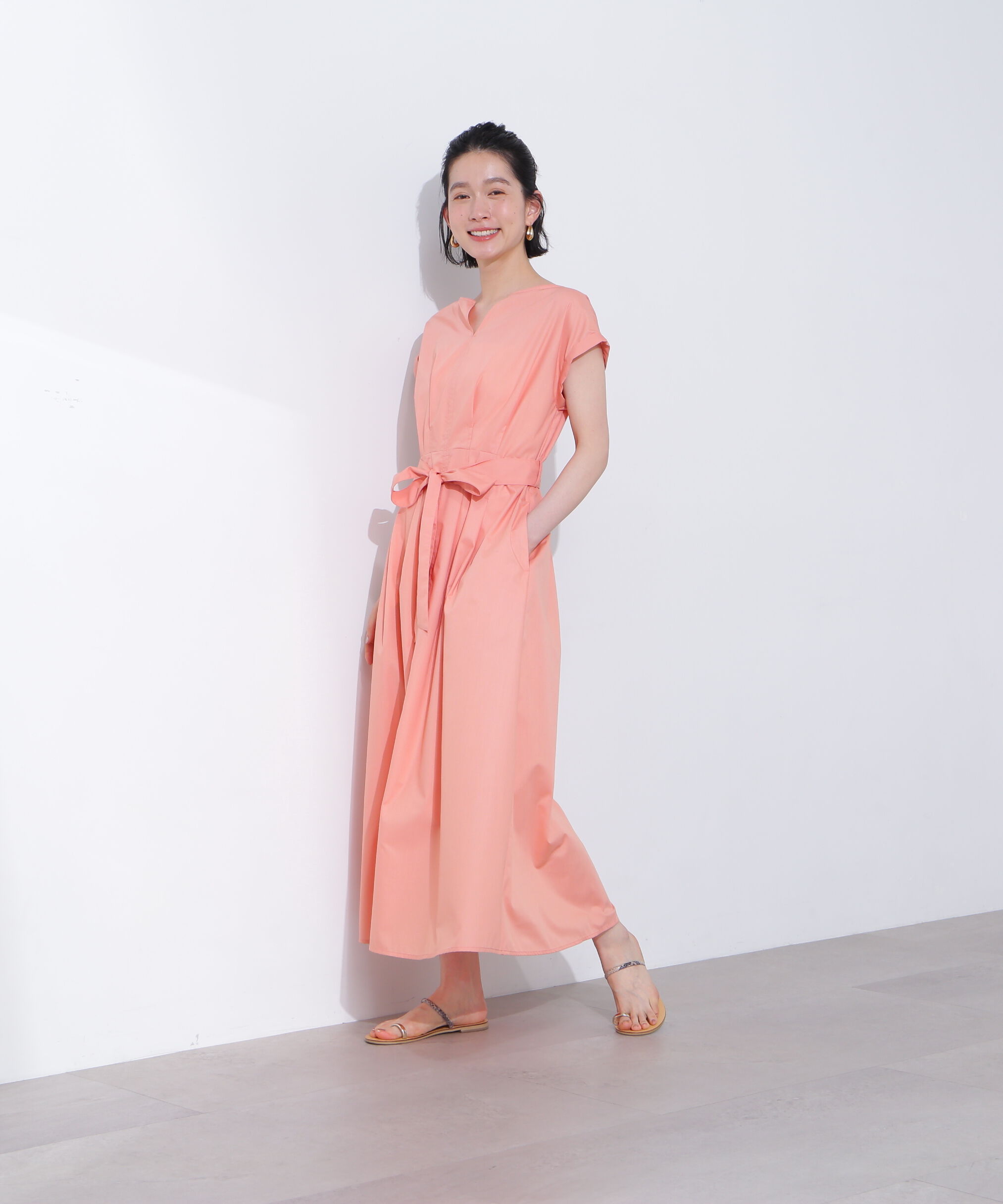  「タックウエストリボンワンピース」|ワンピース|