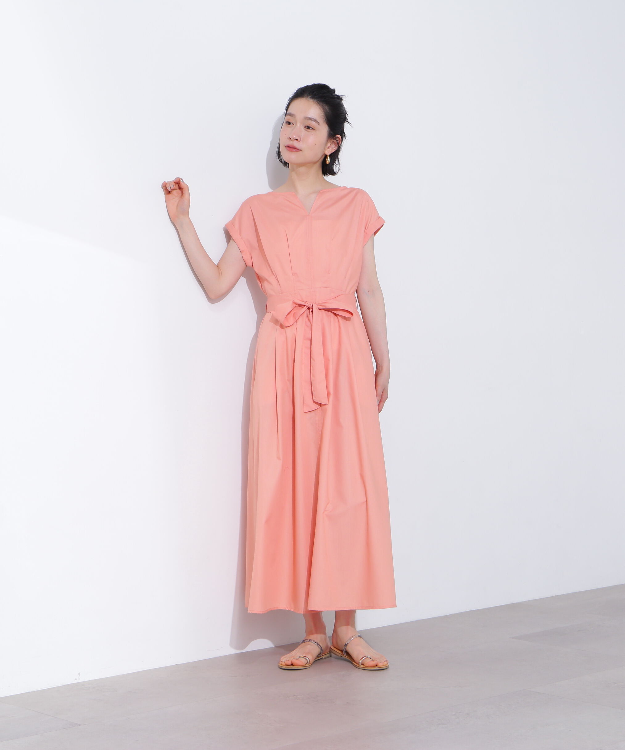  「タックウエストリボンワンピース」|ワンピース|