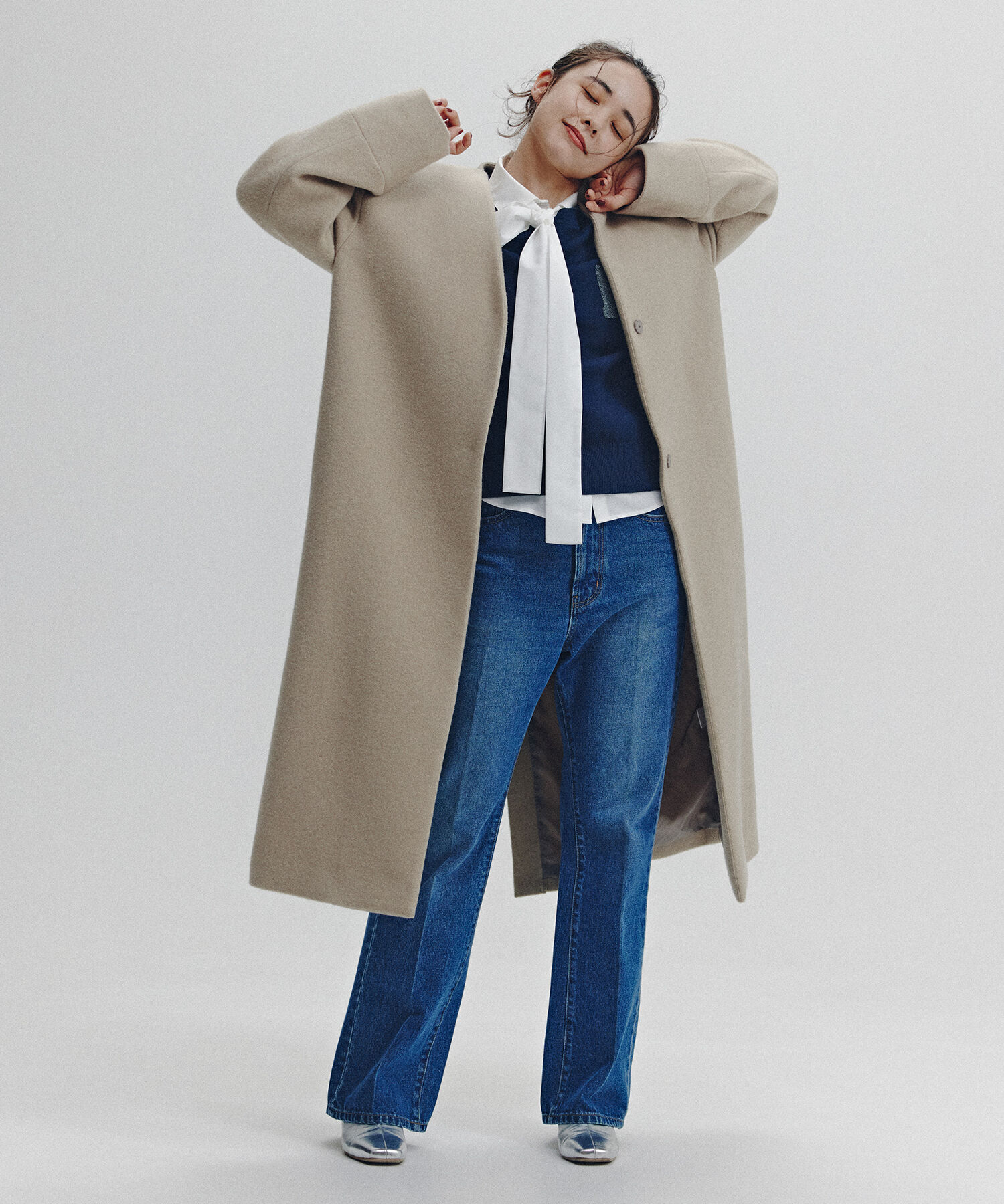  「カラーレスロングコート」|その他|ベージュ