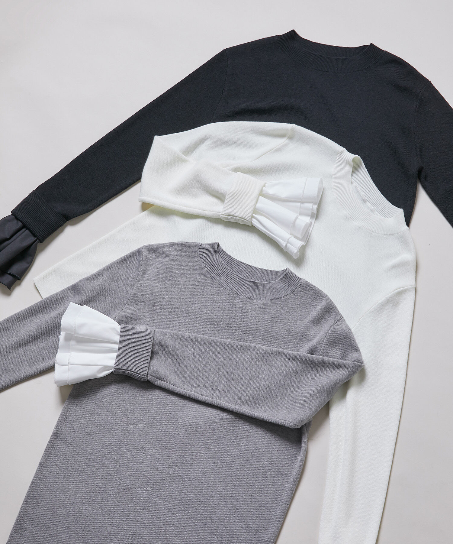  「カフスドッキングニット」|ニット・セーター|グレー2