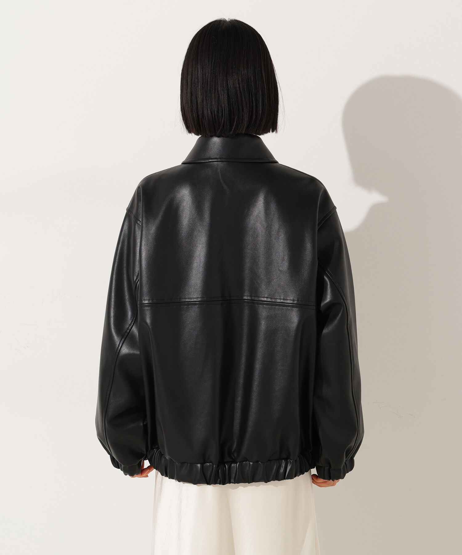  「フェイクレザーステンカラーブルゾン」|ブルゾン・スタジャン|