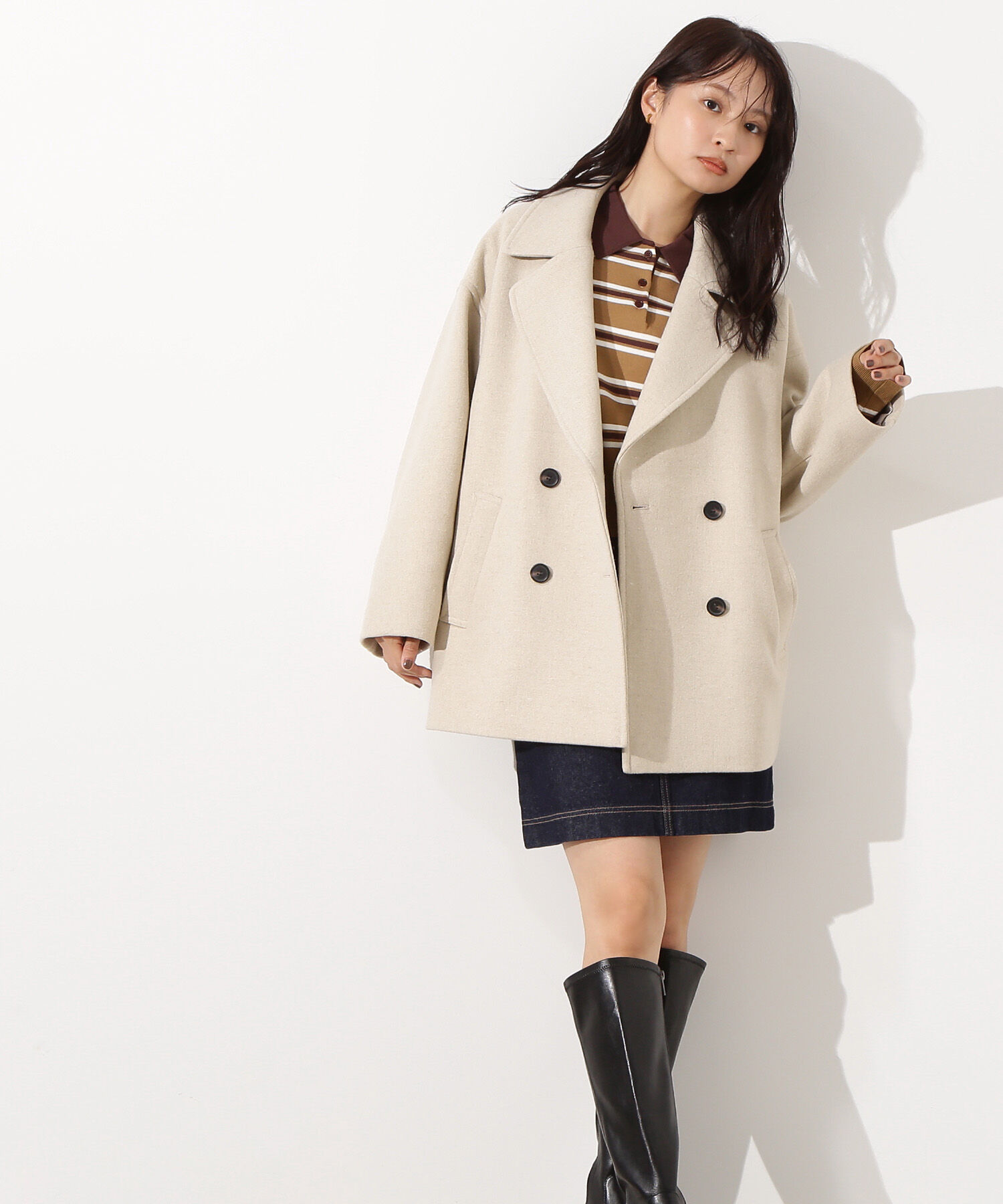  「ミドルPコート《ブラウン&times;ゴールドボタン：LUMINE・LUCUA・official site限定》」|ブルゾン・スタジャン|