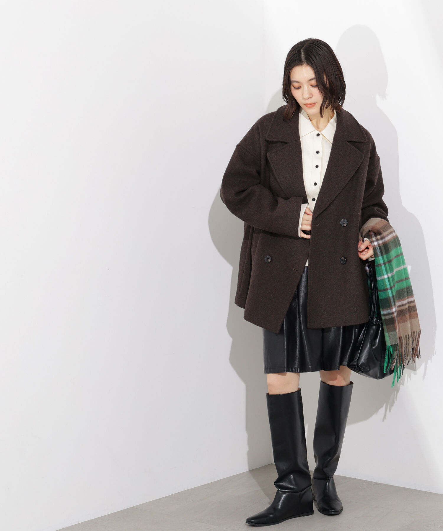  「ミドルPコート《ブラウン&times;ゴールドボタン：LUMINE・LUCUA・official site限定》」|ブルゾン・スタジャン|