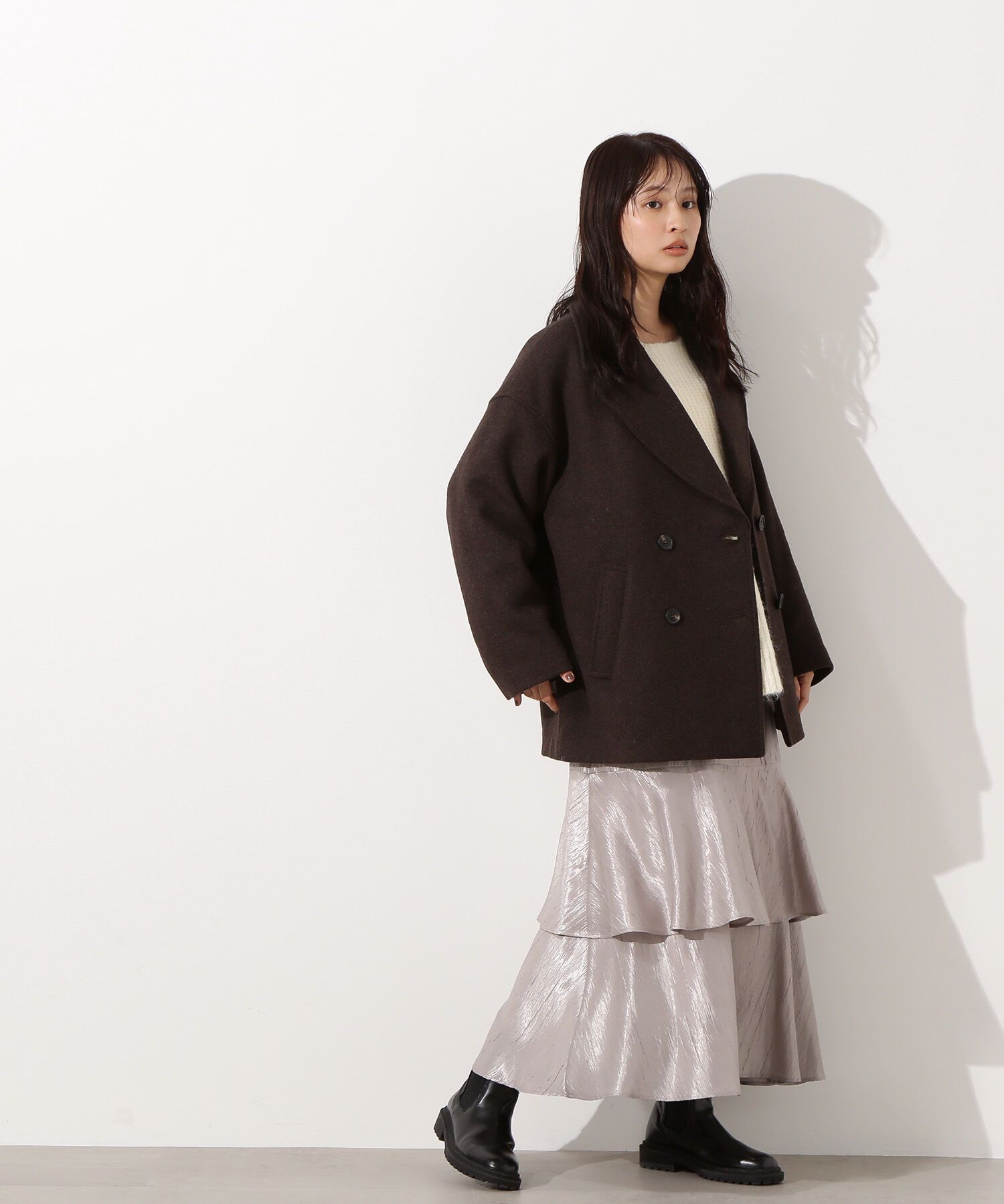  「ミドルPコート《ブラウン&times;ゴールドボタン：LUMINE・LUCUA・official site限定》」|ブルゾン・スタジャン|