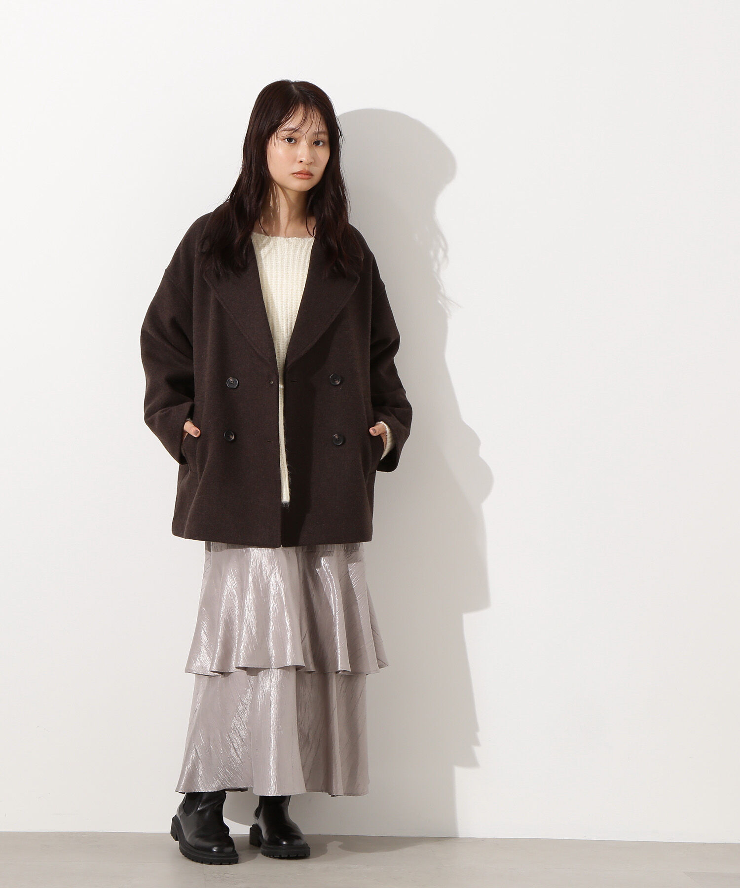  「ミドルPコート《ブラウン&times;ゴールドボタン：LUMINE・LUCUA・official site限定》」|ブルゾン・スタジャン|