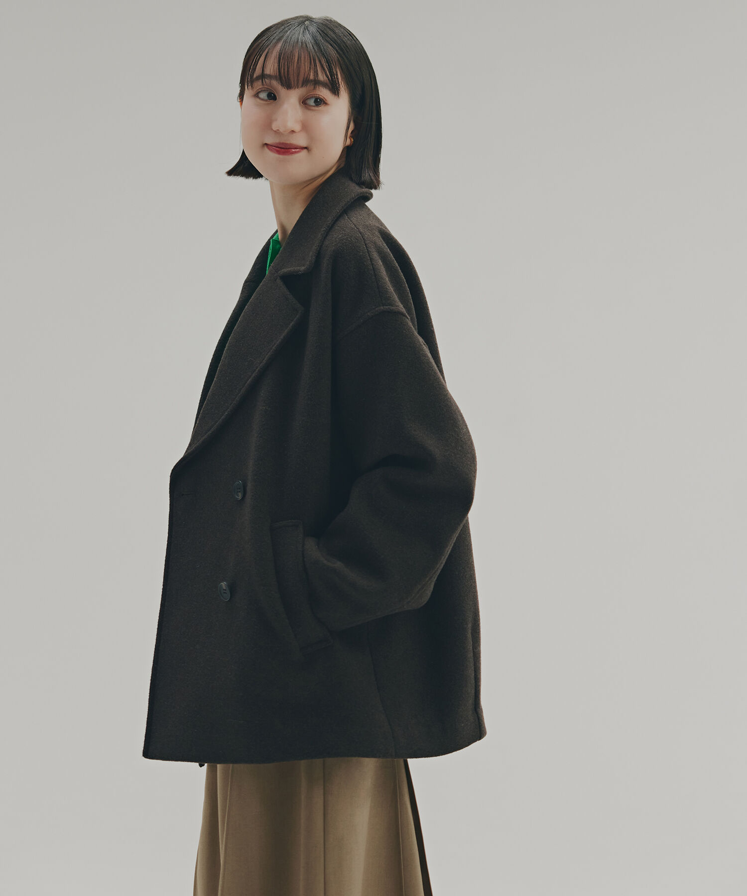  「ミドルPコート《ブラウン&times;ゴールドボタン：LUMINE・LUCUA・official site限定》」|ブルゾン・スタジャン|