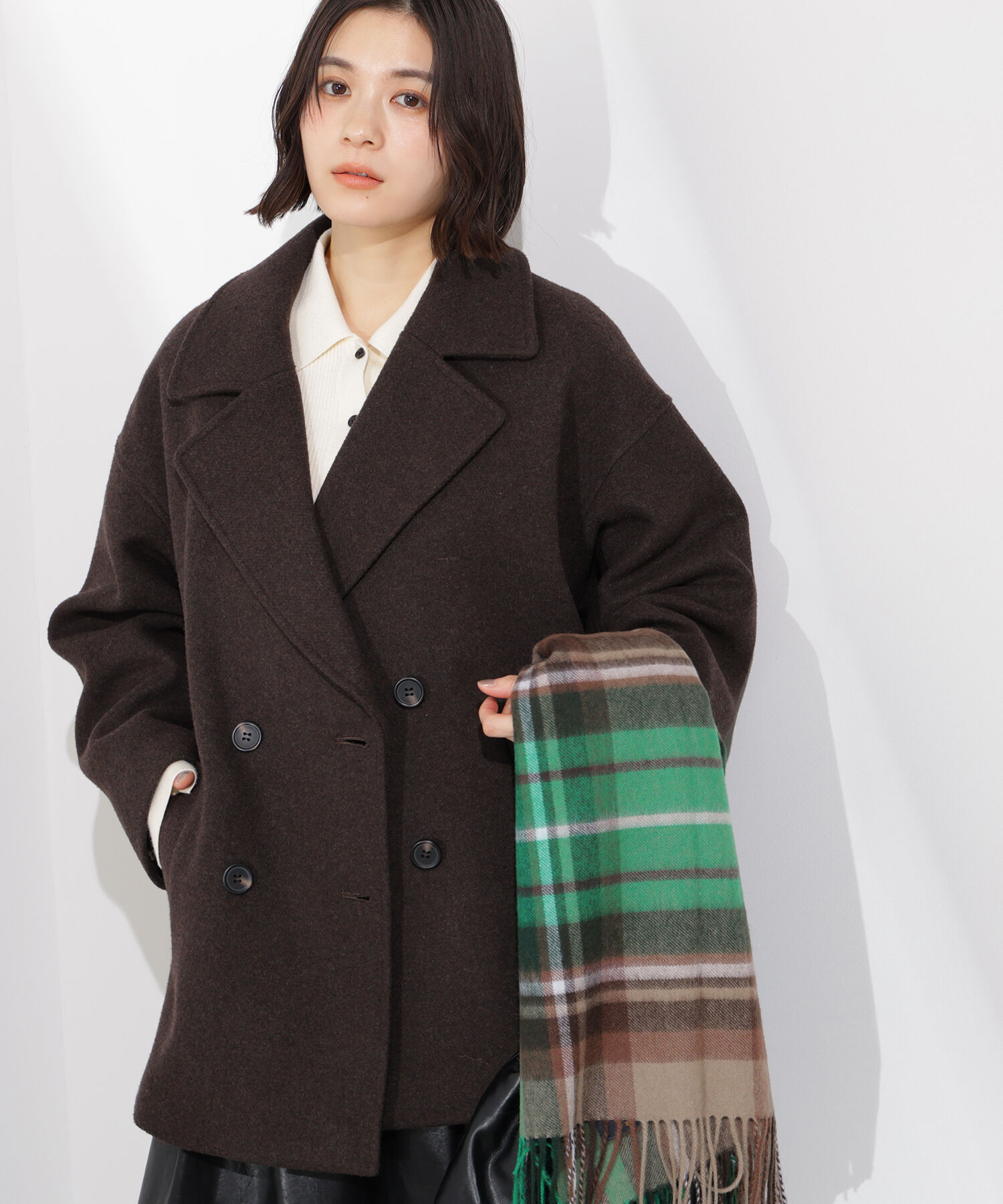  「ミドルPコート《ブラウン&times;ゴールドボタン：LUMINE・LUCUA・official site限定》」|ブルゾン・スタジャン|